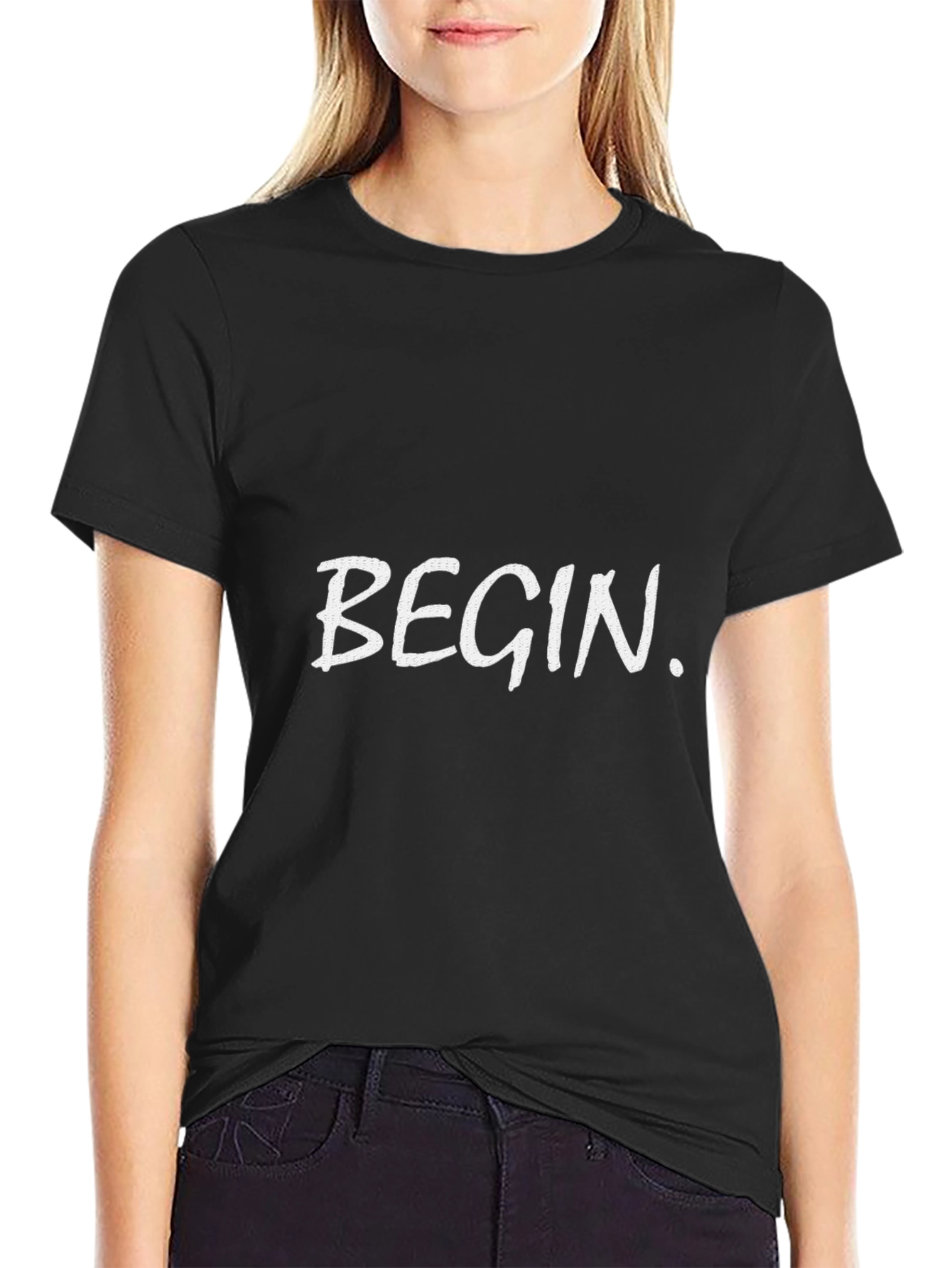 Black Begin T-Shirt - Motivational Tee view 2