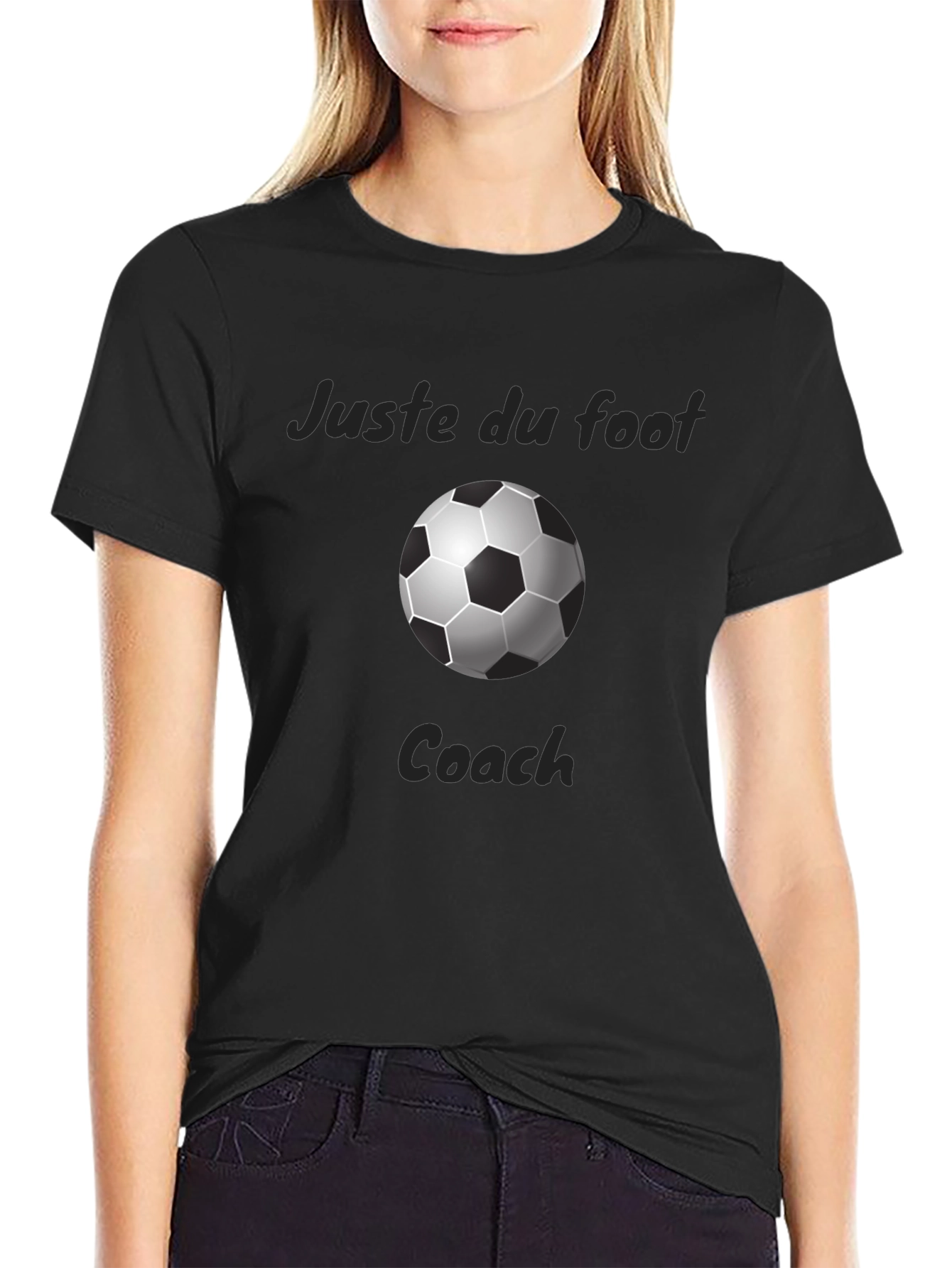 Black Juste du Foot Soccer Coach Black T-Shirt view 2