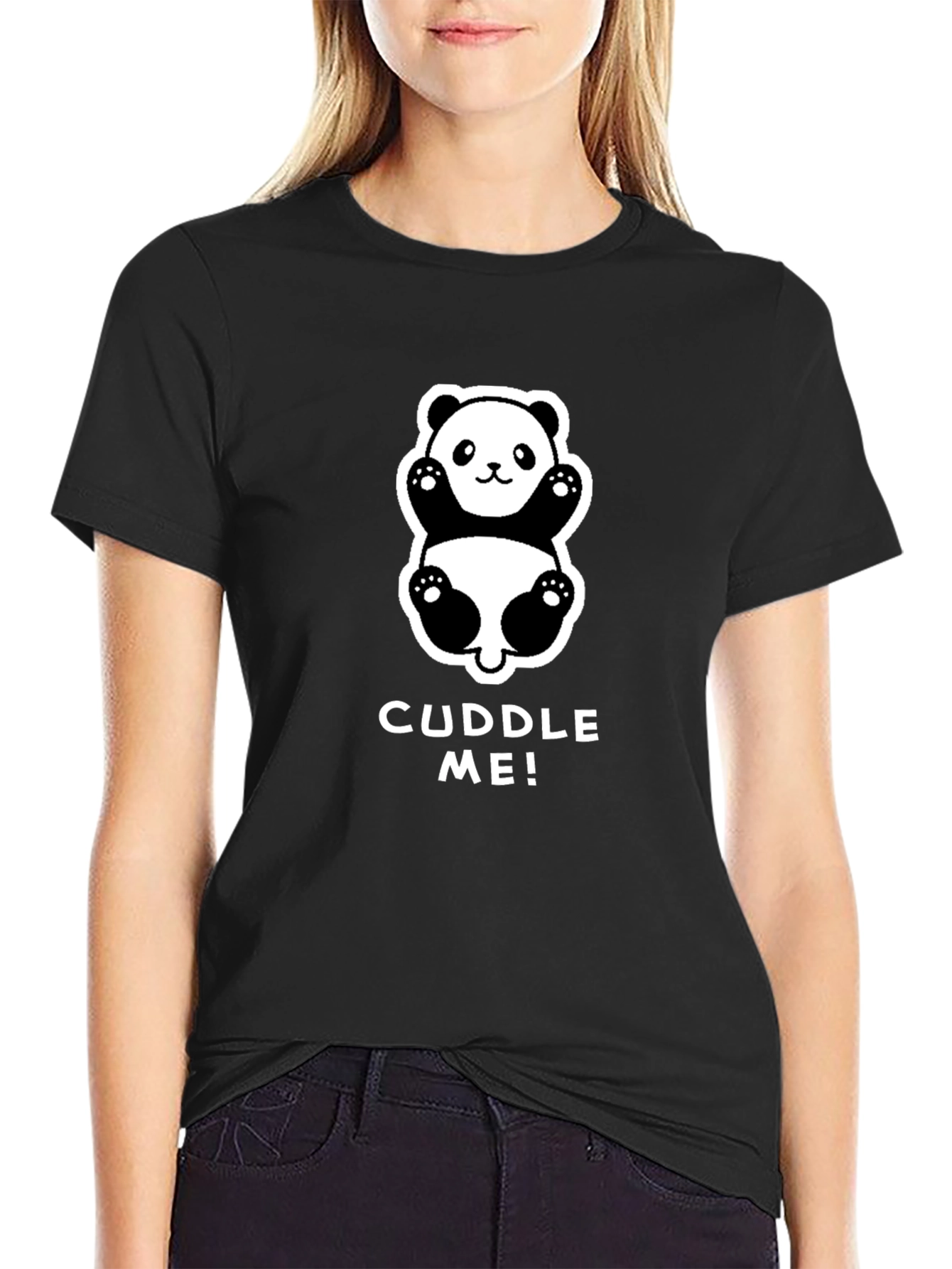 Black Cuddle Me! Panda Graphic Tee - Soft & Cute view 2
