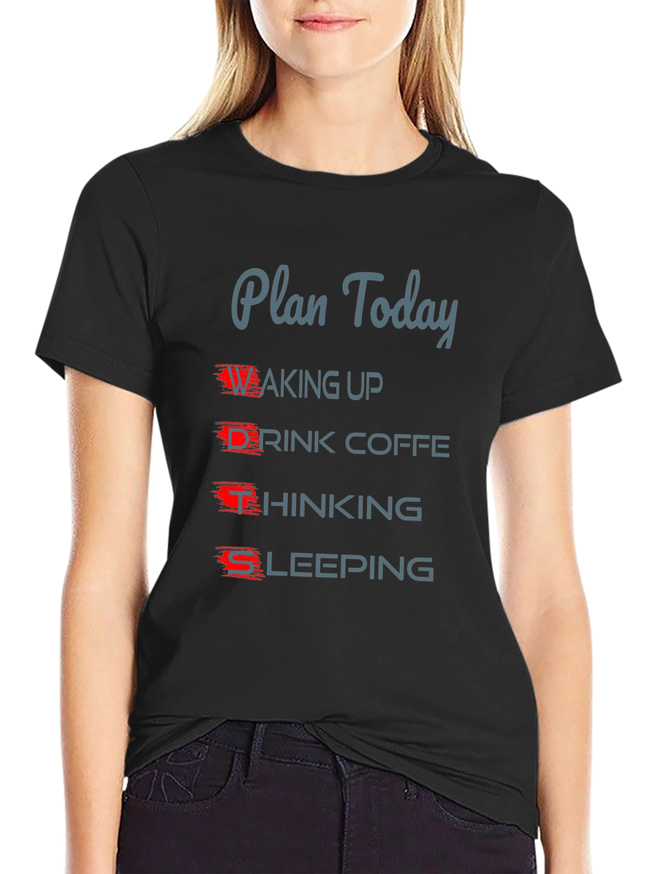 Black Plan Today Funny Graphic T-Shirt view 2