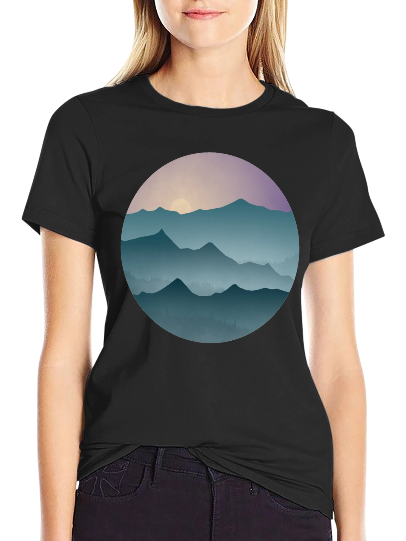 Black Mountain Sunset Graphic T-Shirt view 2