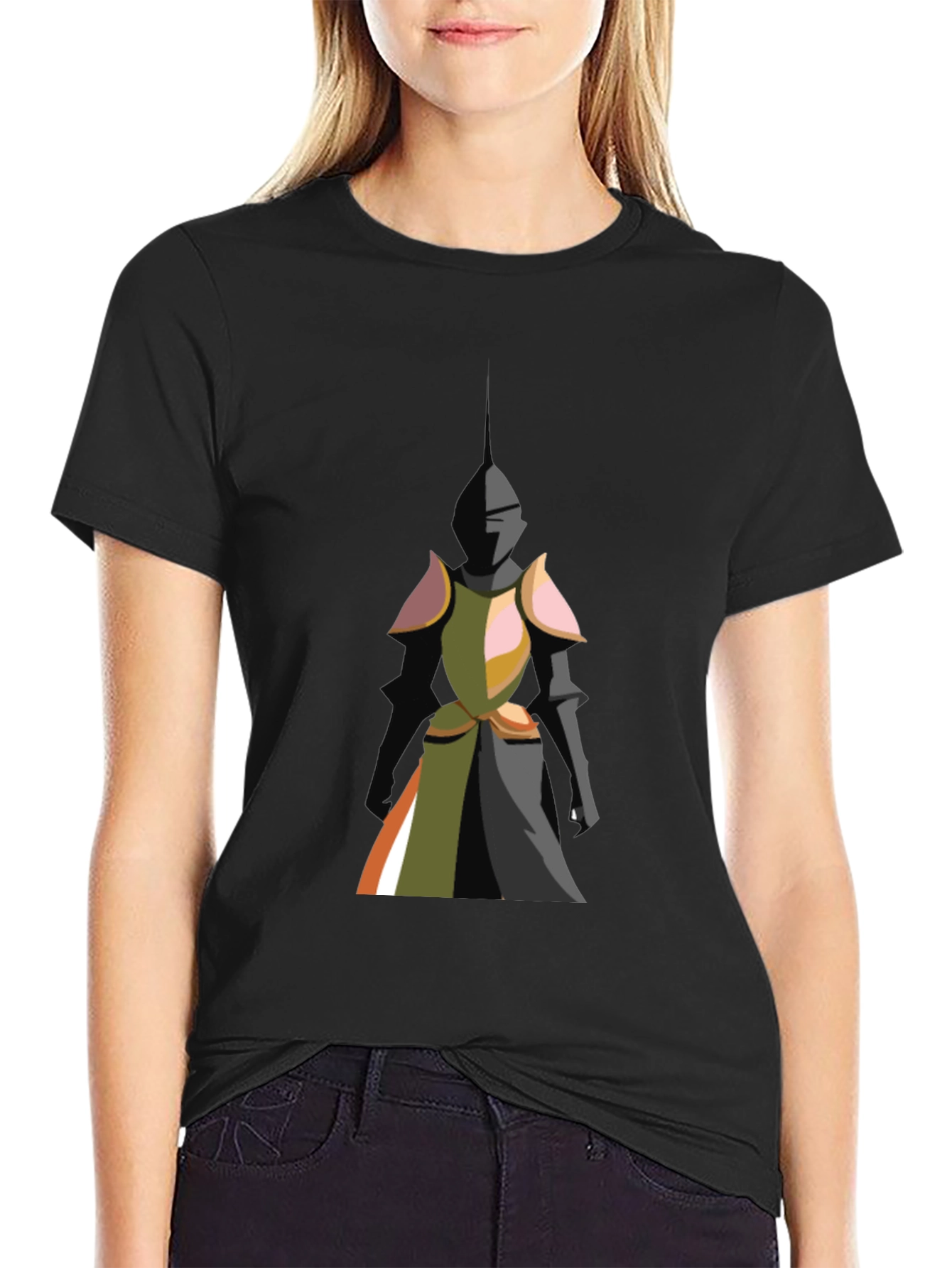 Black Knight Graphic Tee - Bold Black Cotton T-Shirt view 2