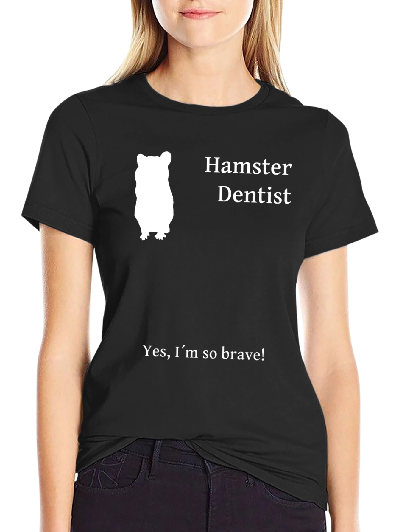 Black Hamster Dentist T-Shirt - Brave and Funny! view 2