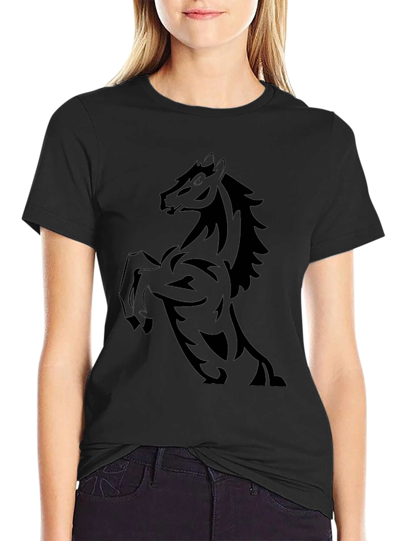 Black Black Horse Graphic Tee - Stylish Men's T-Shirt view 2