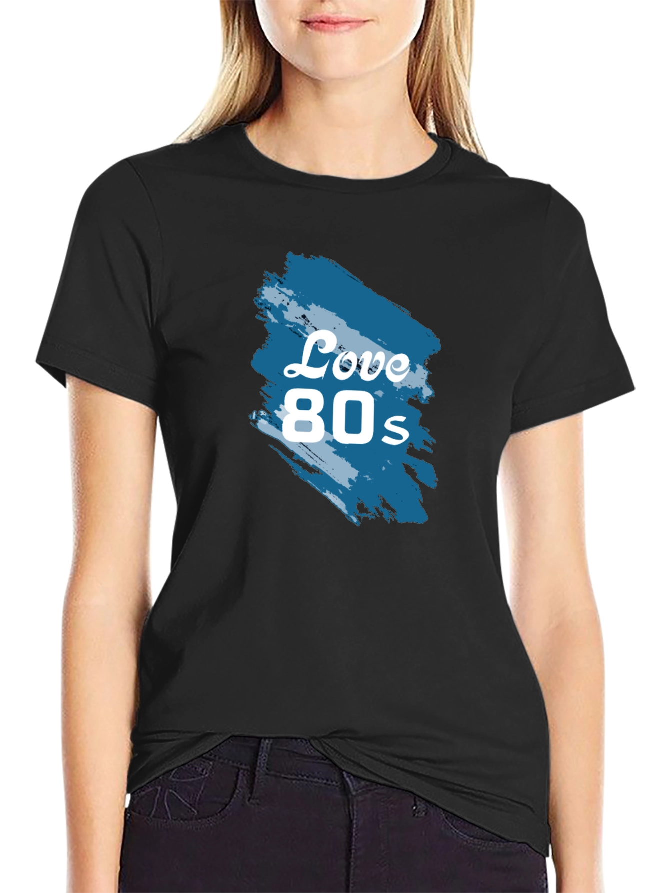 Black Love 80s Retro Graphic Tee - Classic Black T-Shirt view 2