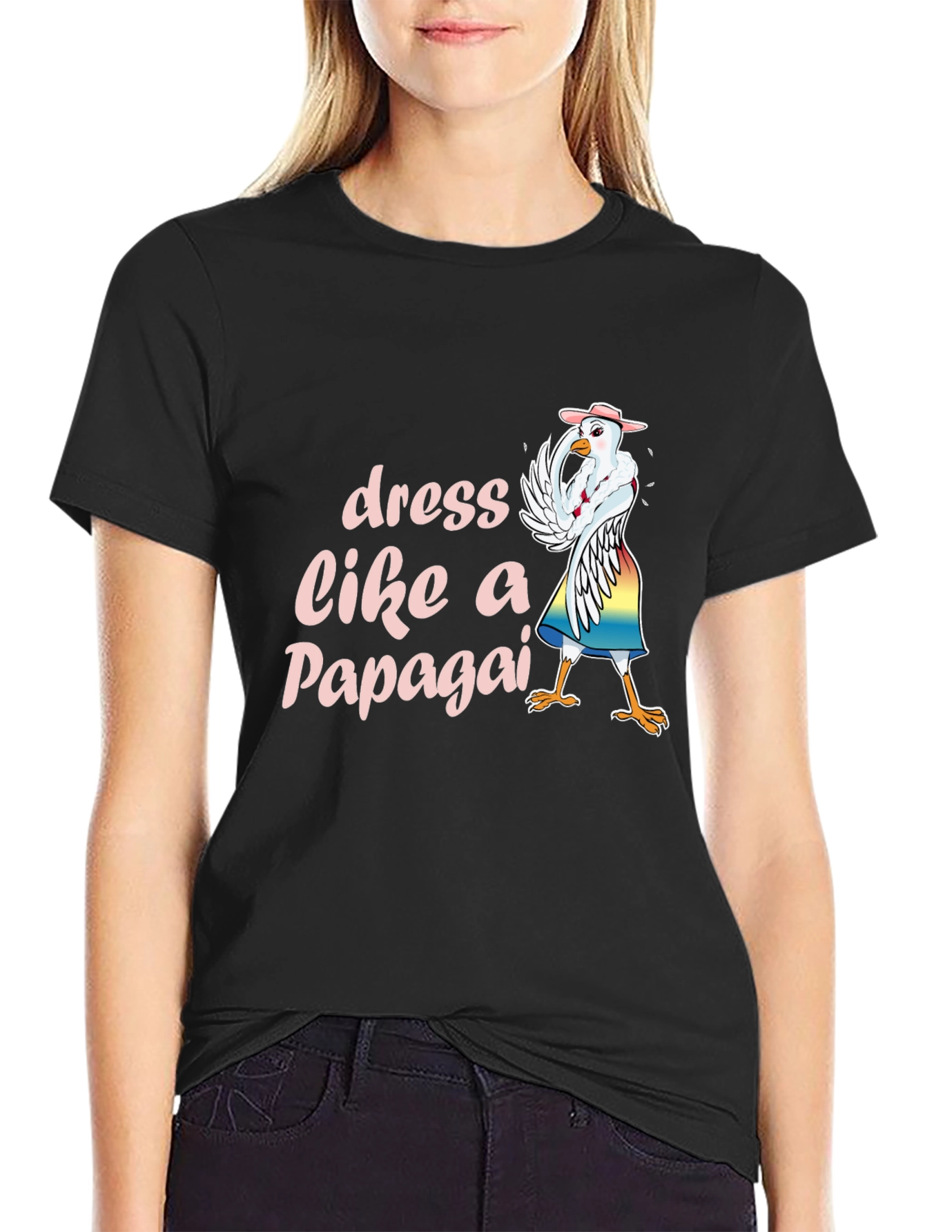 Black Dress Like a Papagai T-Shirt Funny Chicken Tee view 2
