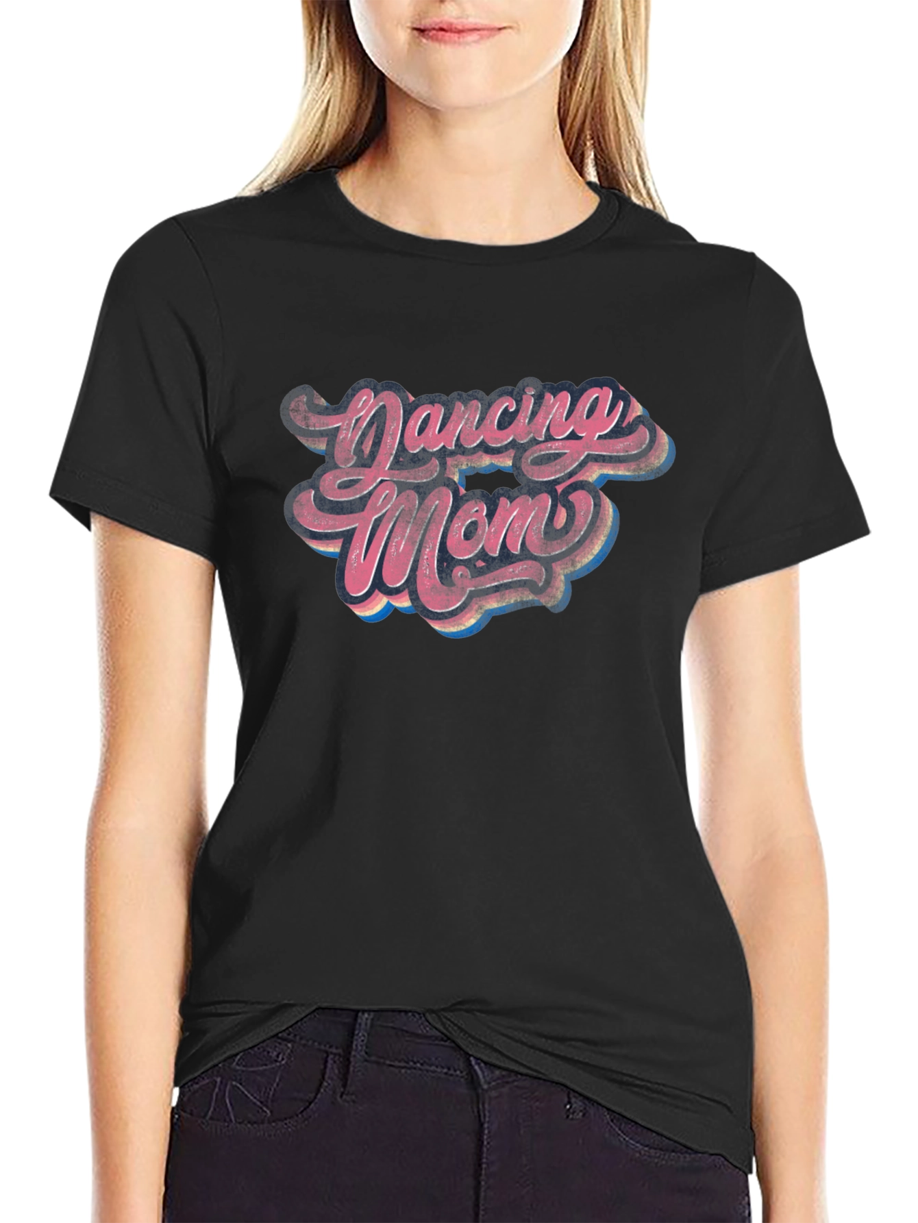 Black Dancing Mom Retro T-Shirt - Black view 2