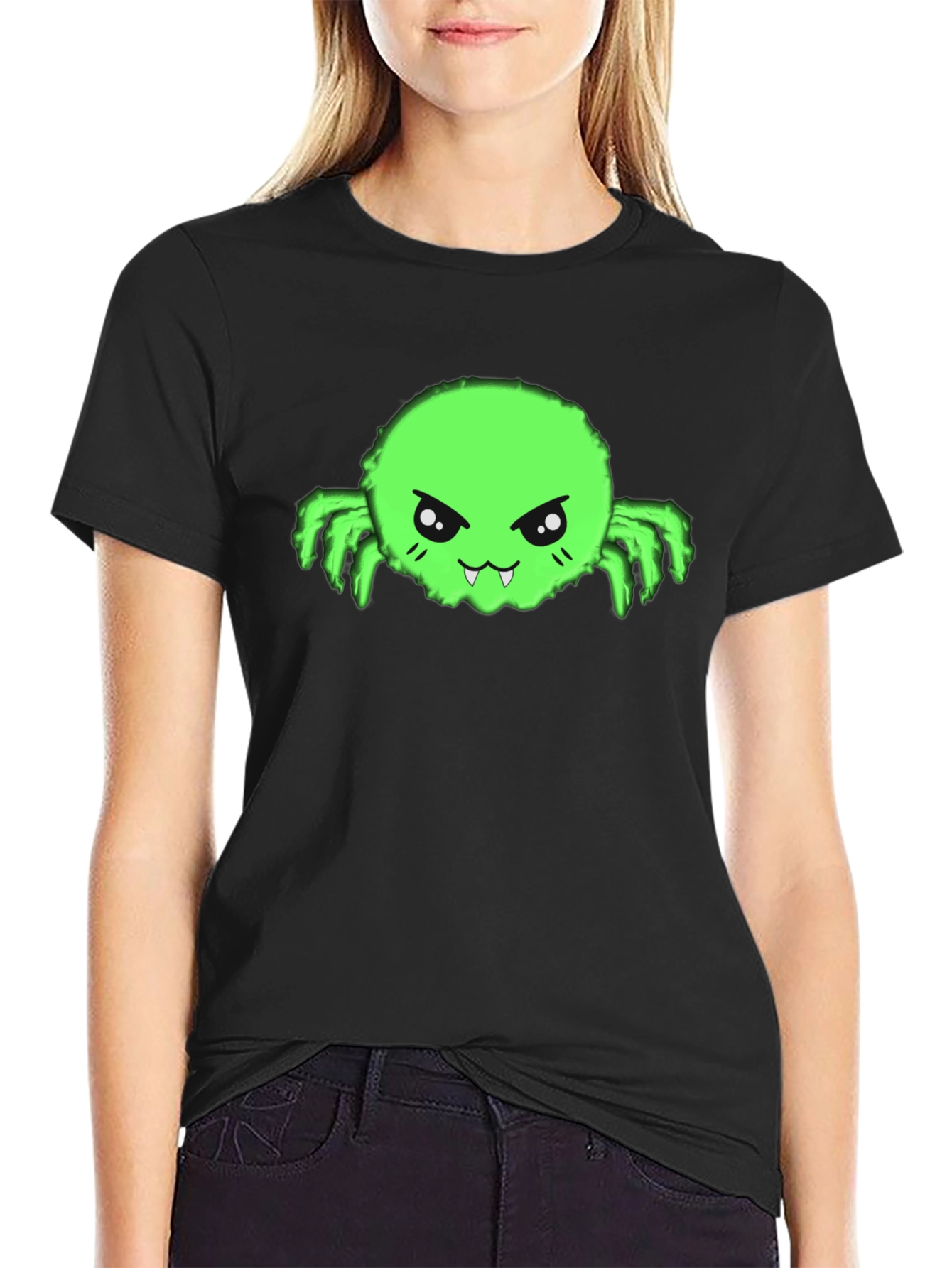 Black Fun Green Monster Graphic Tee view 2