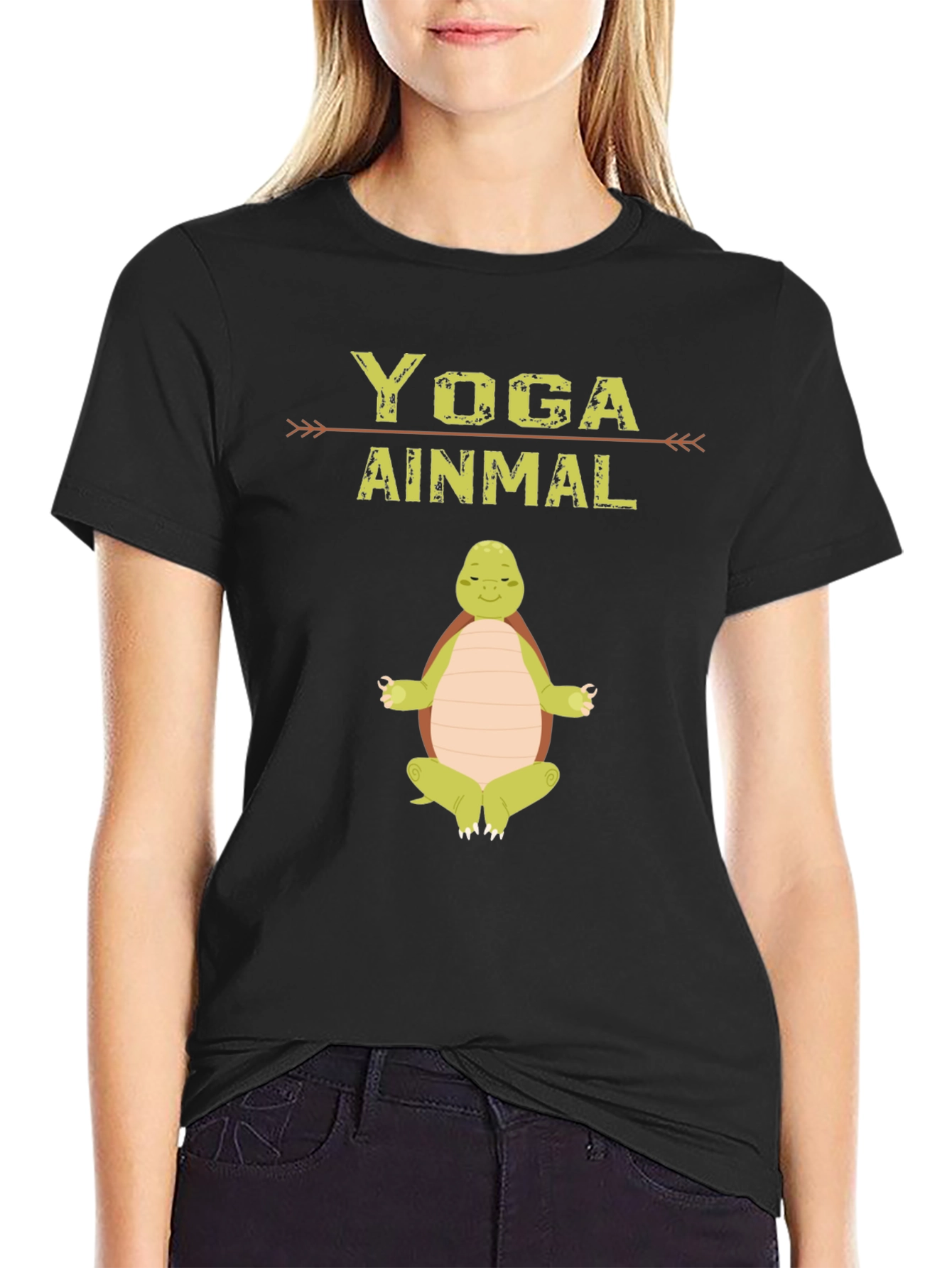 Black Yoga Ainmal Turtle T-Shirt - Meditating Animal Tee view 2