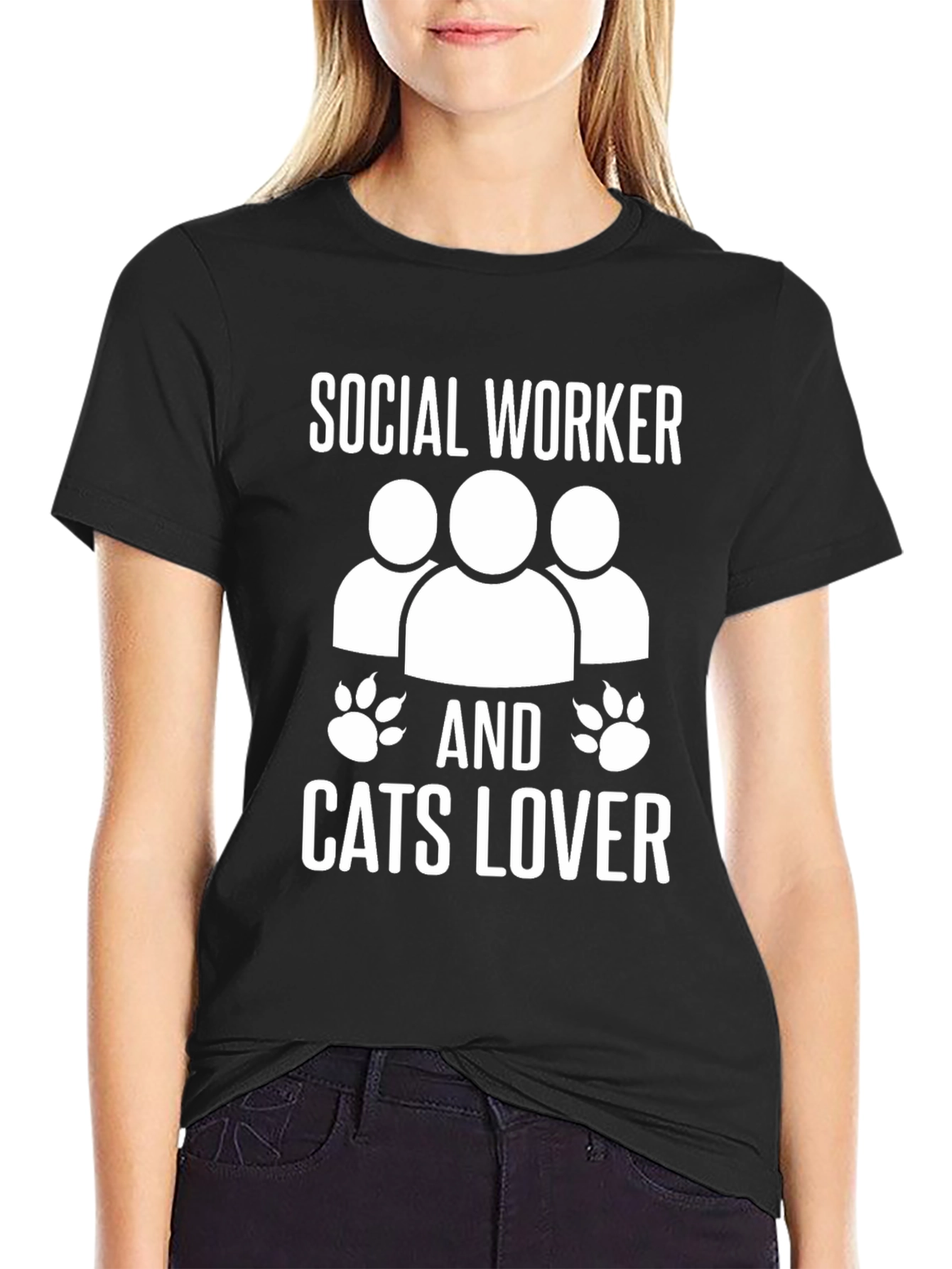 Black Social Worker & Cats Lover T-Shirt - Unisex view 2