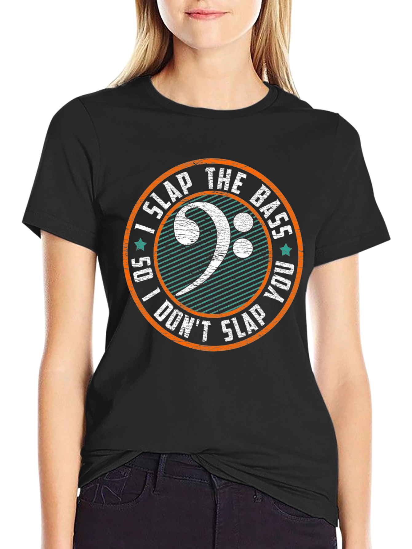 Black I Slap The Bass T-Shirt - Musician Novelty Tee view 2