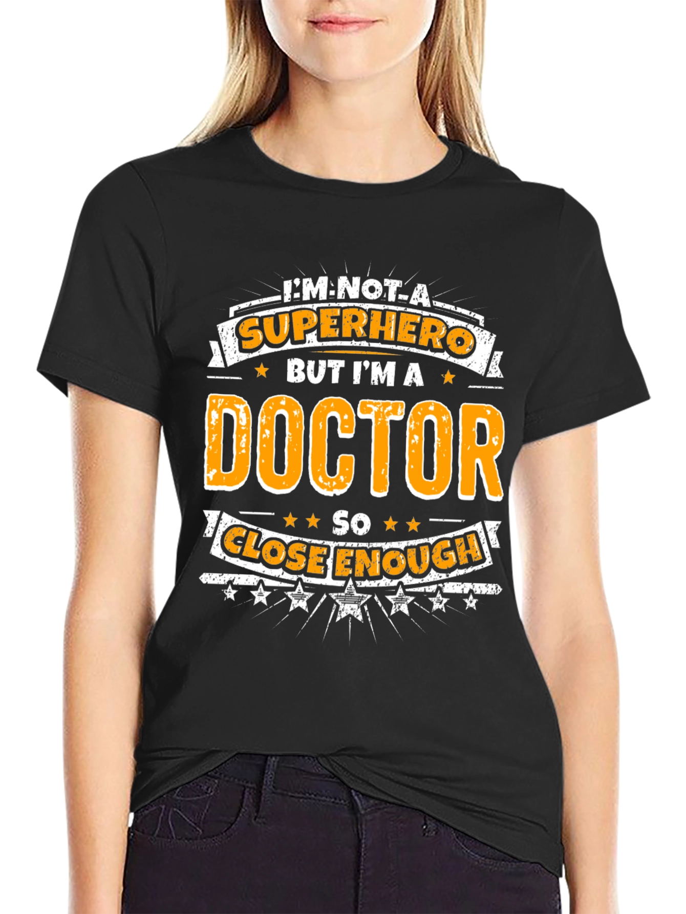 Black Doctor Superhero Funny T-Shirt - Gift for Medical Professionals view 2