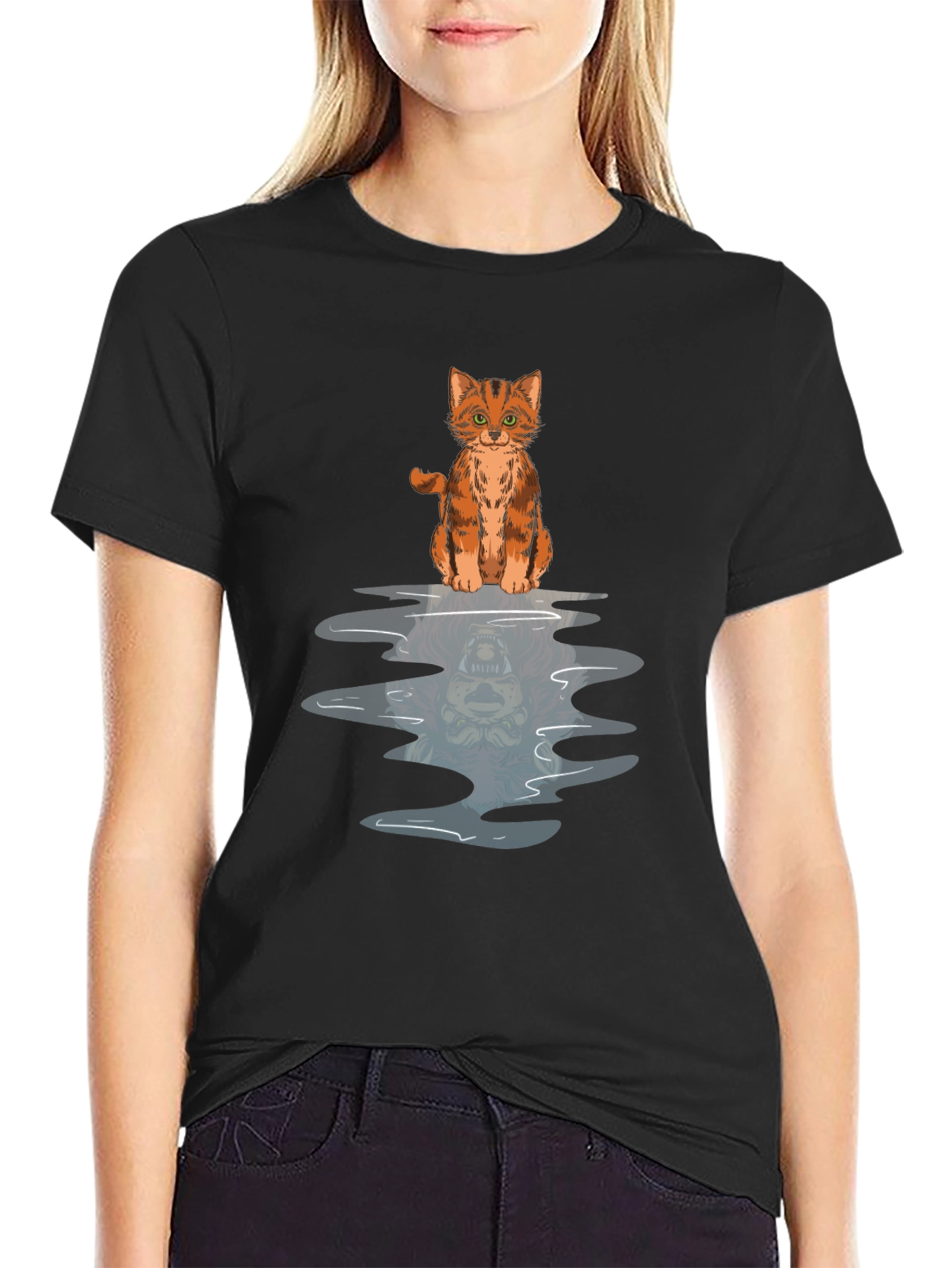 Black Cat Reflection Graphic Tee view 2