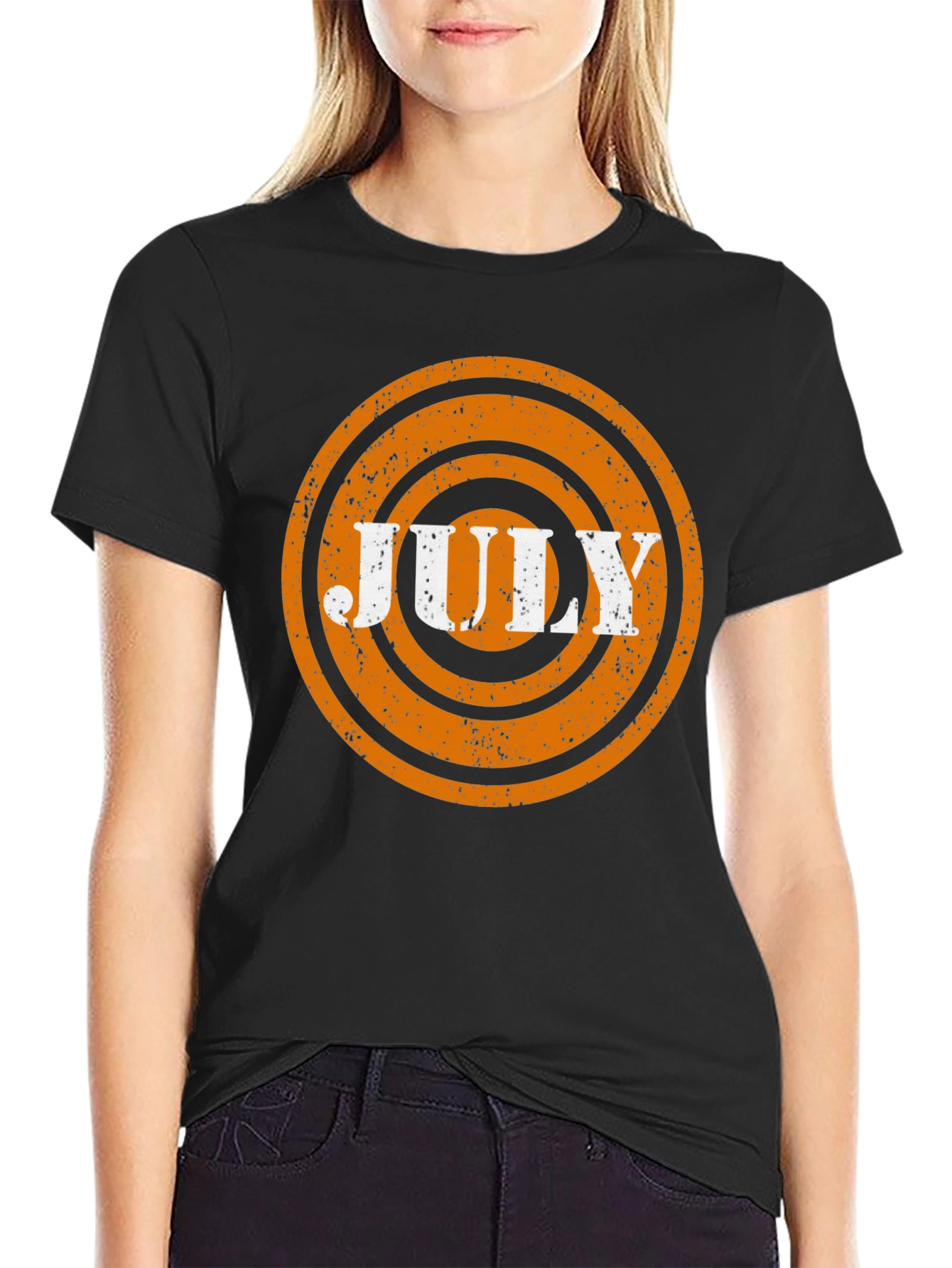 Black July Graphic Tee - Retro Circle Design view 2