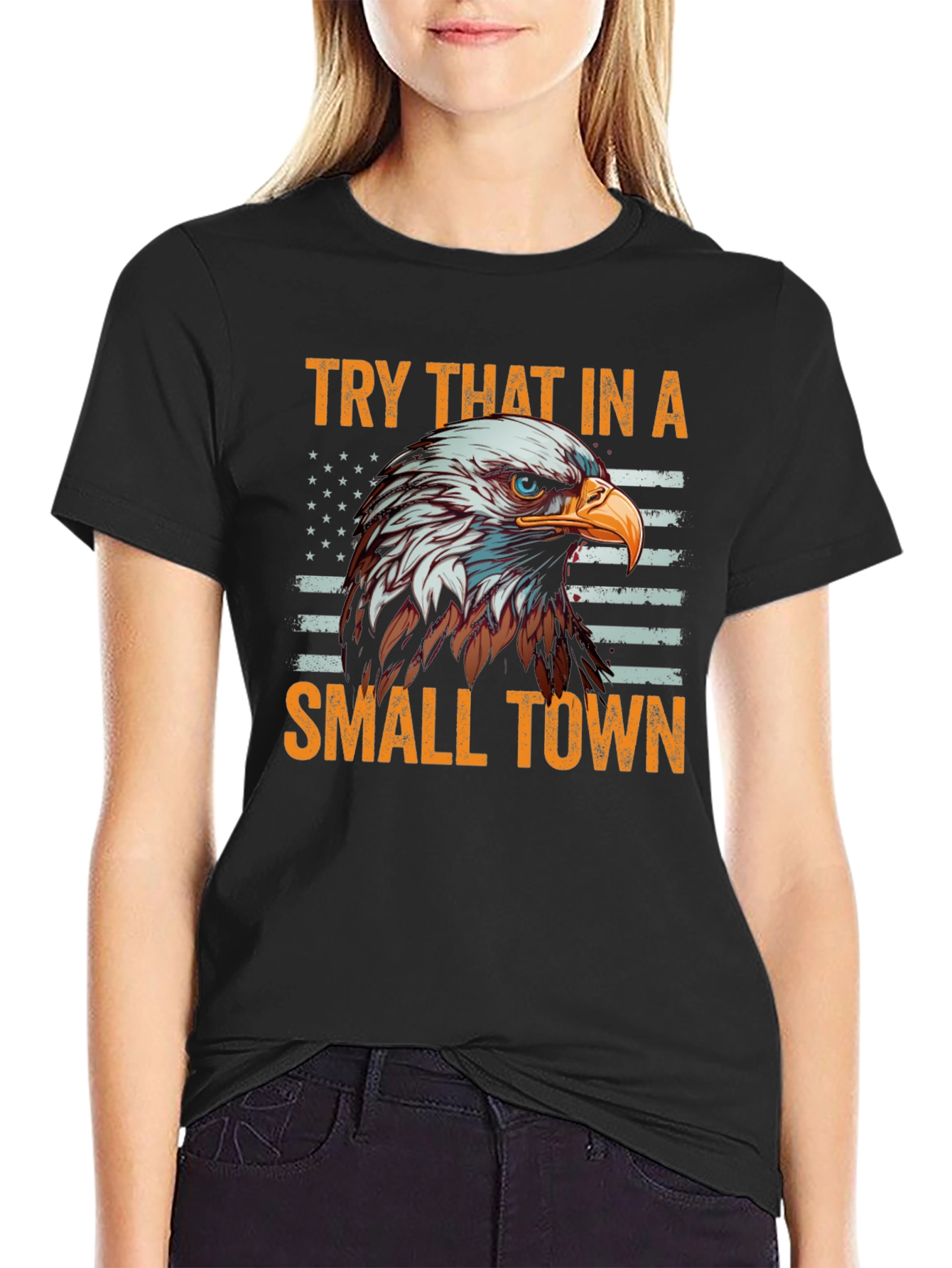Black Patriotic Eagle Graphic Tee - Small Town Pride view 2