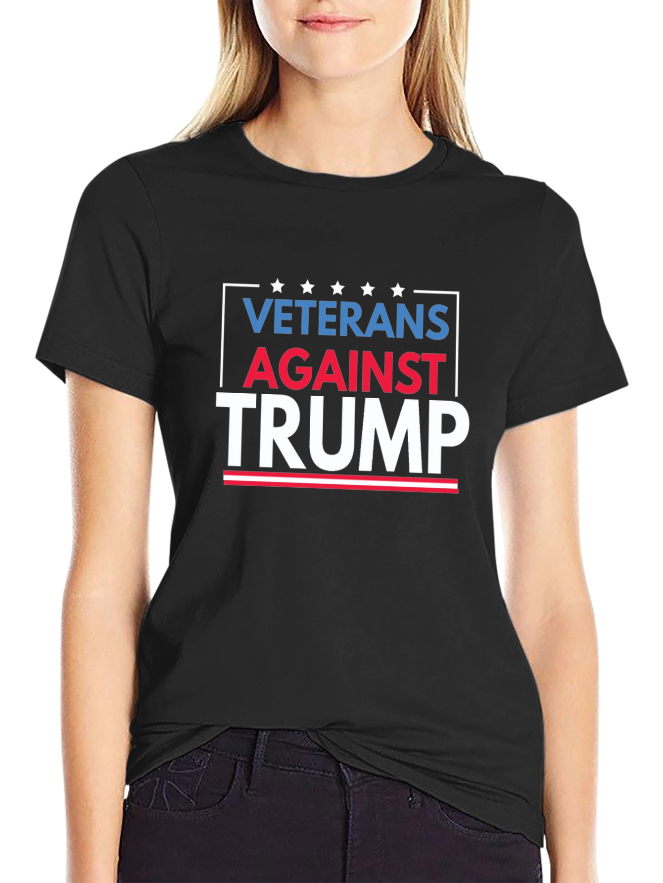 Black Veterans Against Trump Graphic Tee - Black Cotton Shirt view 2