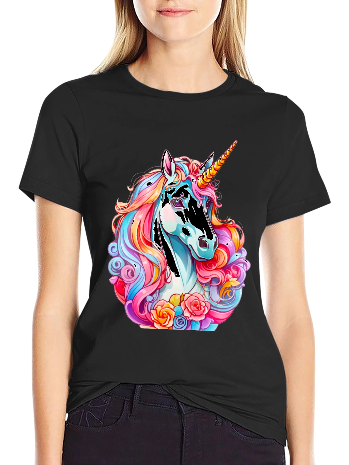 Black Unicorn Graphic T-Shirt view 2