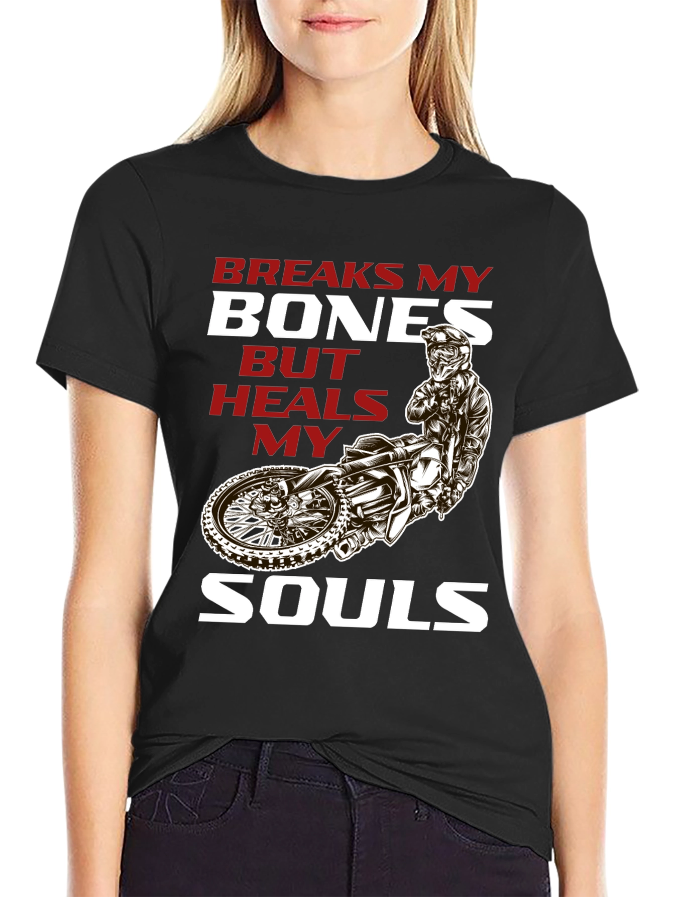 Black Breaks My Bones Heals My Soul Motocross T-Shirt view 2