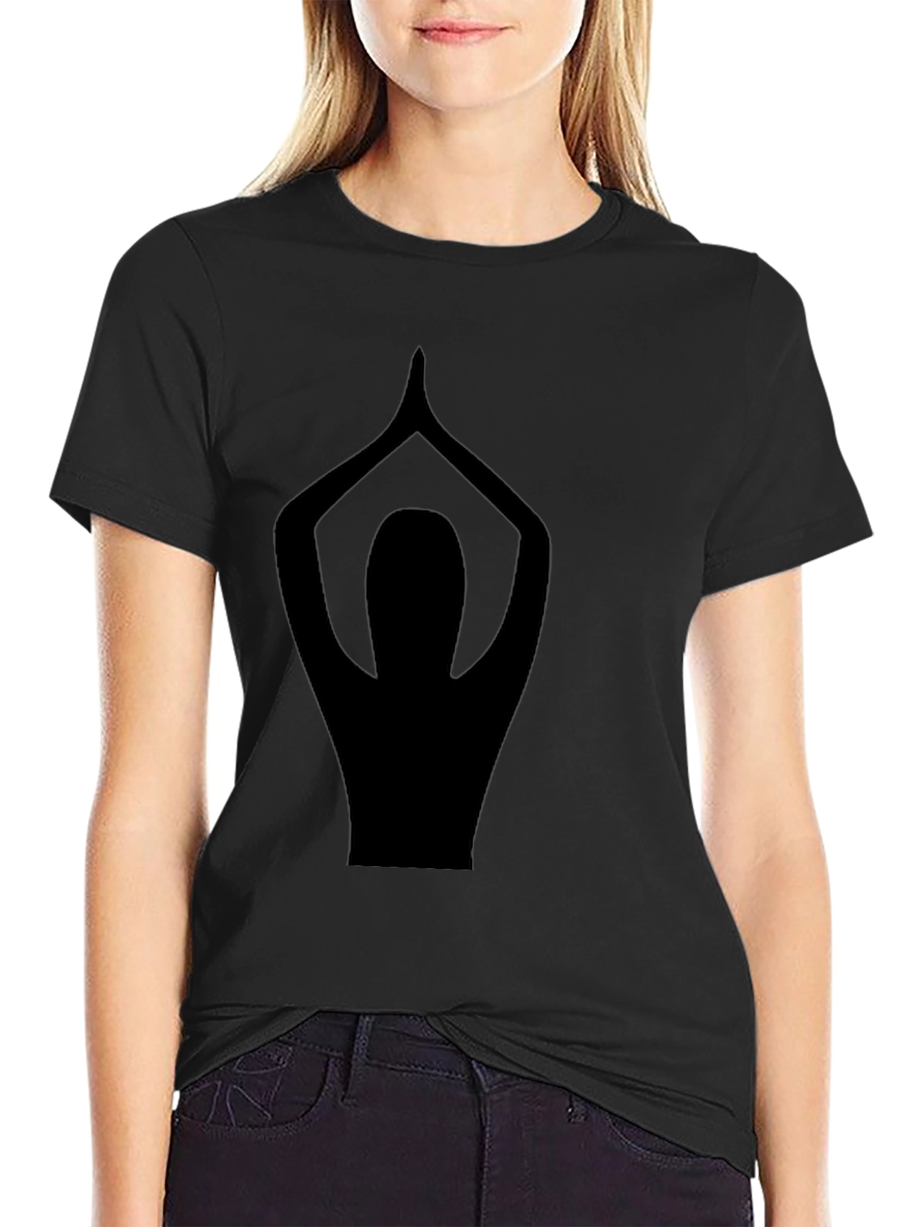 Black Yoga Pose Graphic Black T-Shirt view 2