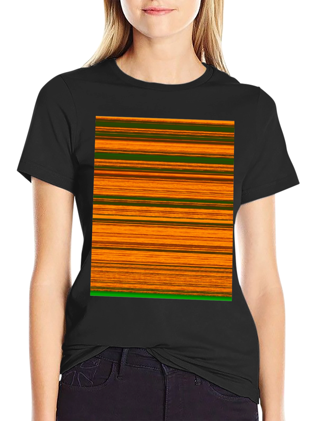 Black Striped Graphic Tee view 2