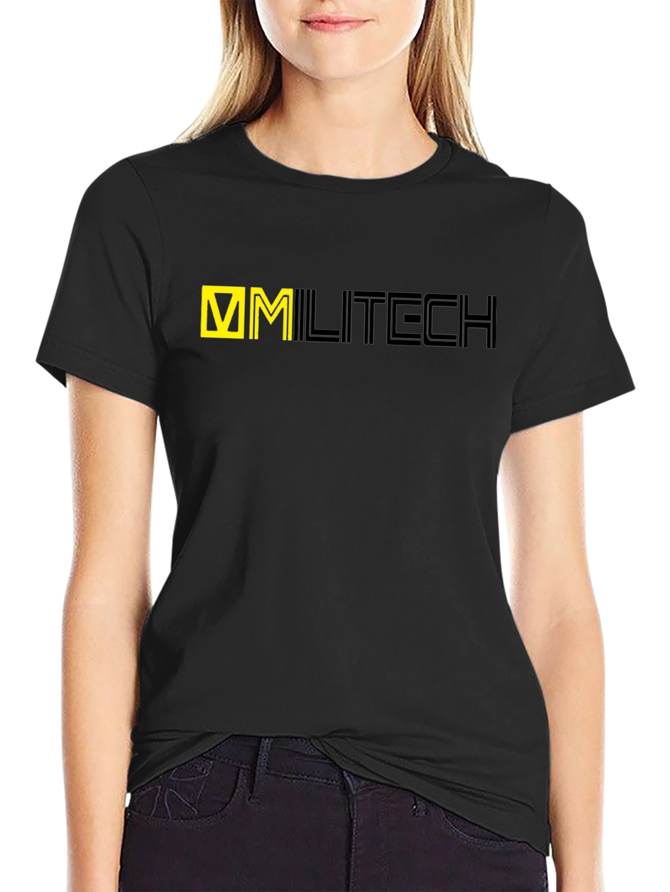 Black Cyberpunk Militech Graphic T-Shirt view 2