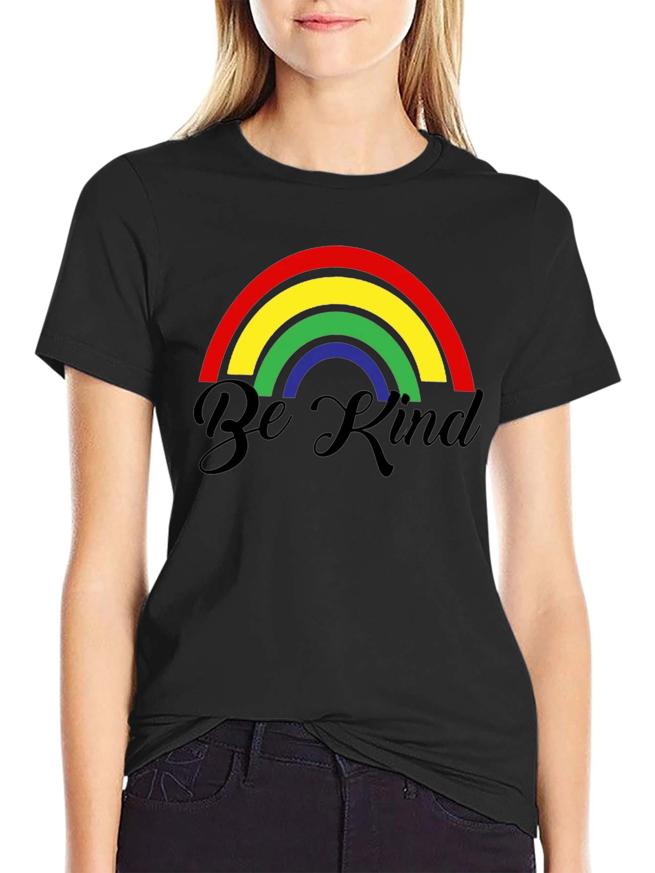 Black Be Kind Rainbow Graphic T-Shirt - Black view 2