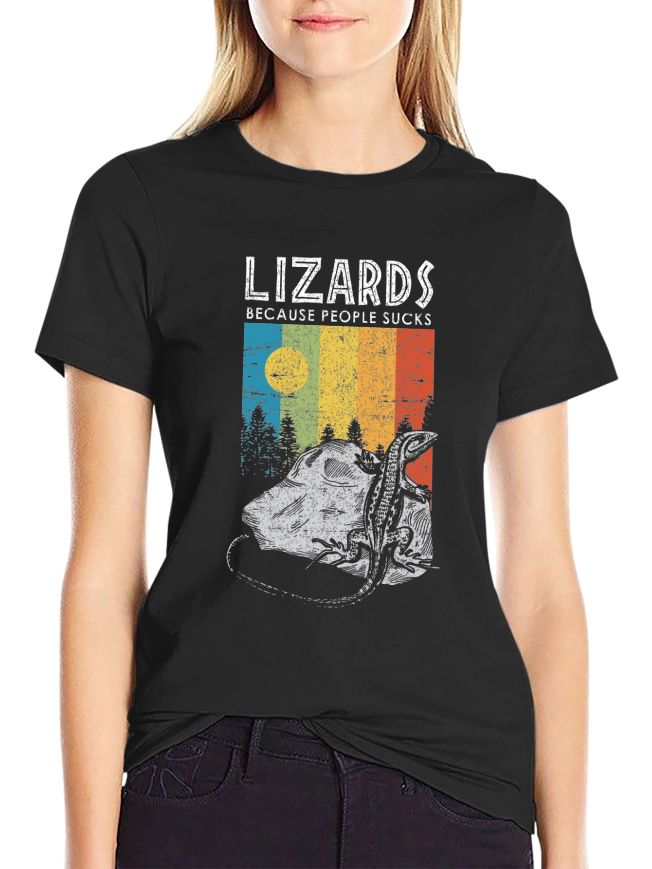 Black Lizards Because People Suck T-Shirt view 2