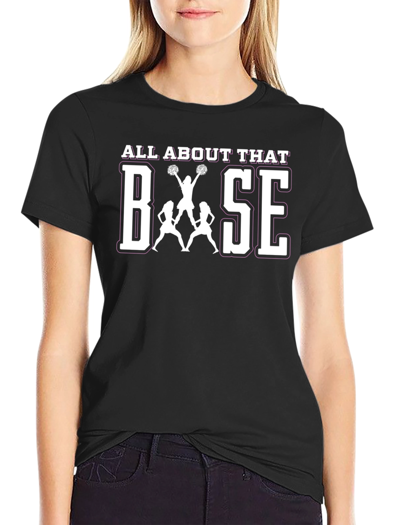 Black Cheerleading All About That Base Graphic Tee view 2