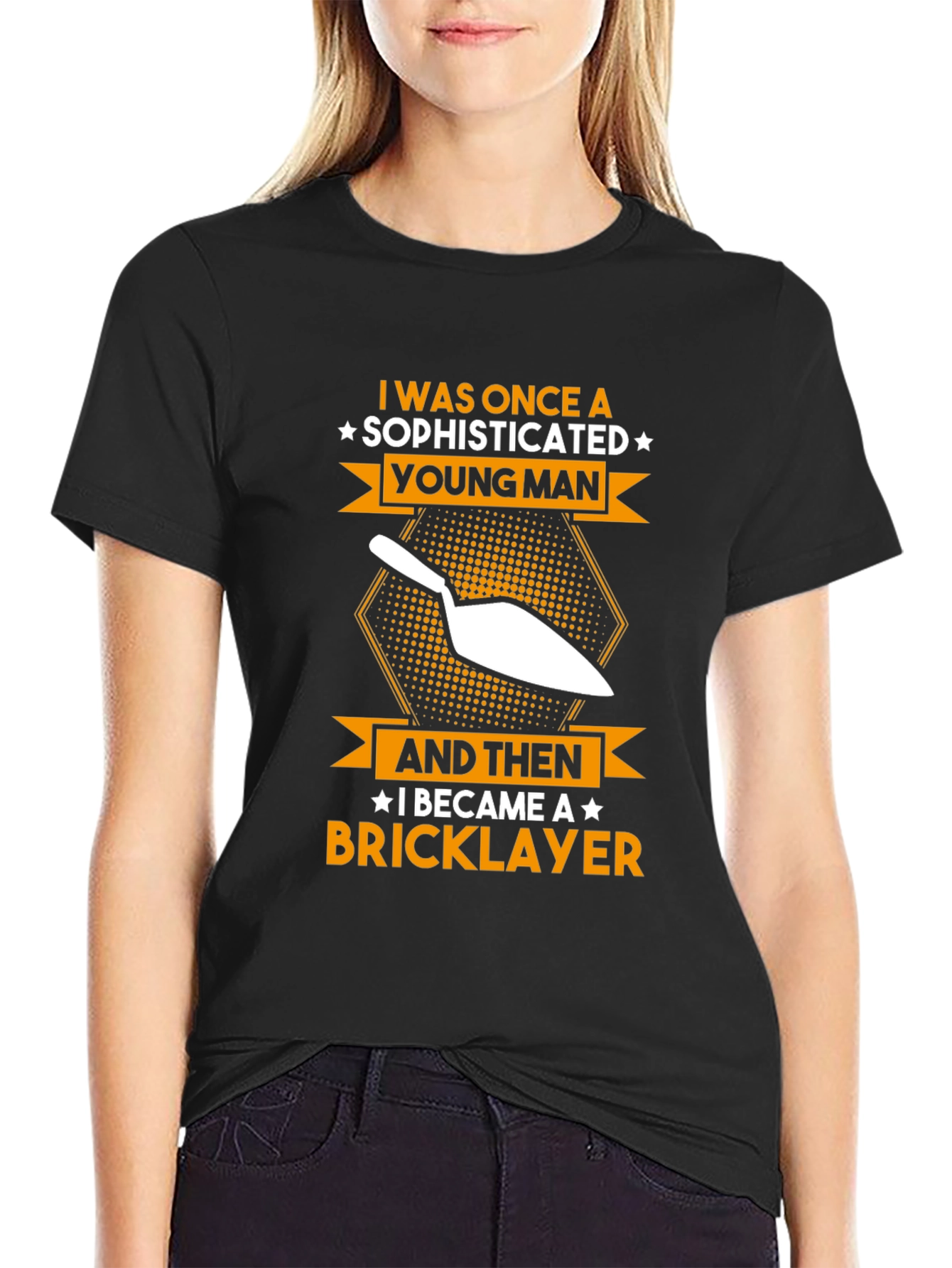 Black Bricklayer T-Shirt - Sophisticated Young Man view 2