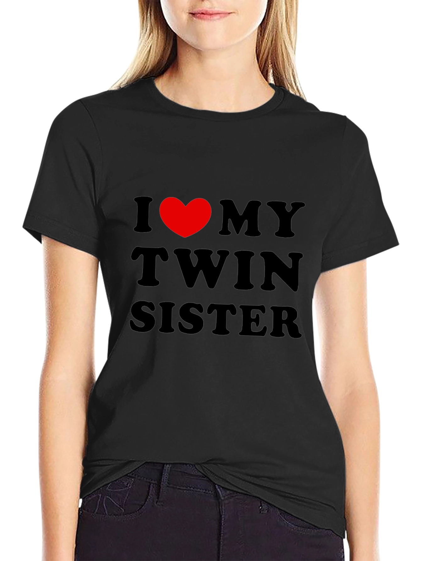 Black I Heart My Twin Sister Black Graphic Tee view 2