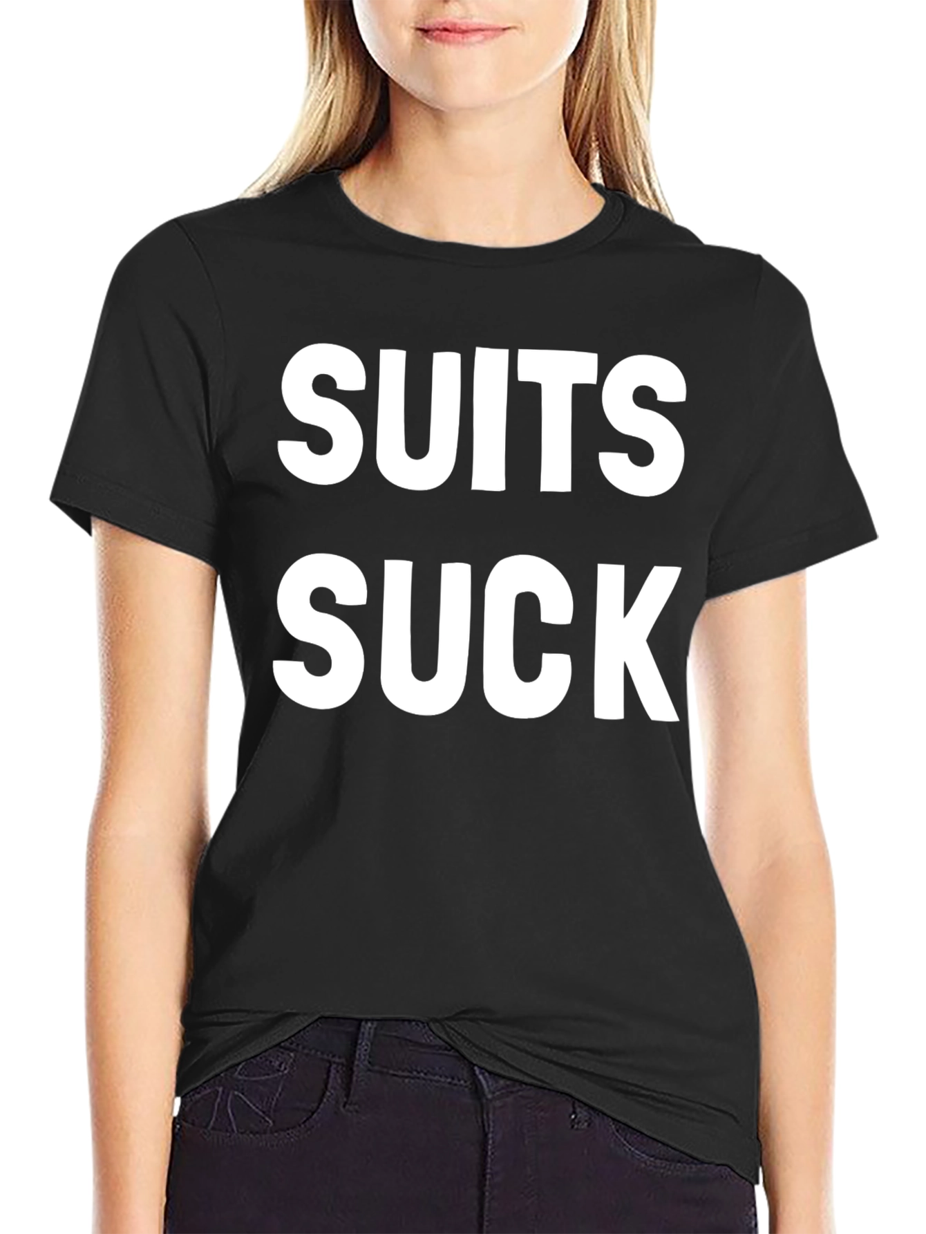 Black Suits Suck Graphic Tee - Bold Statement Shirt view 2