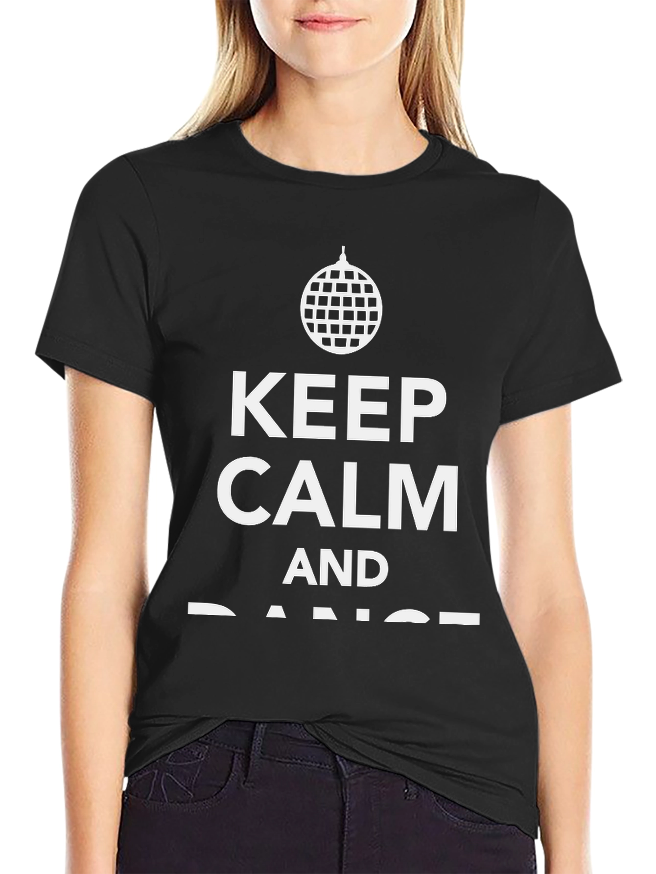 Black Keep Calm and Dance Disco Ball T-Shirt view 2