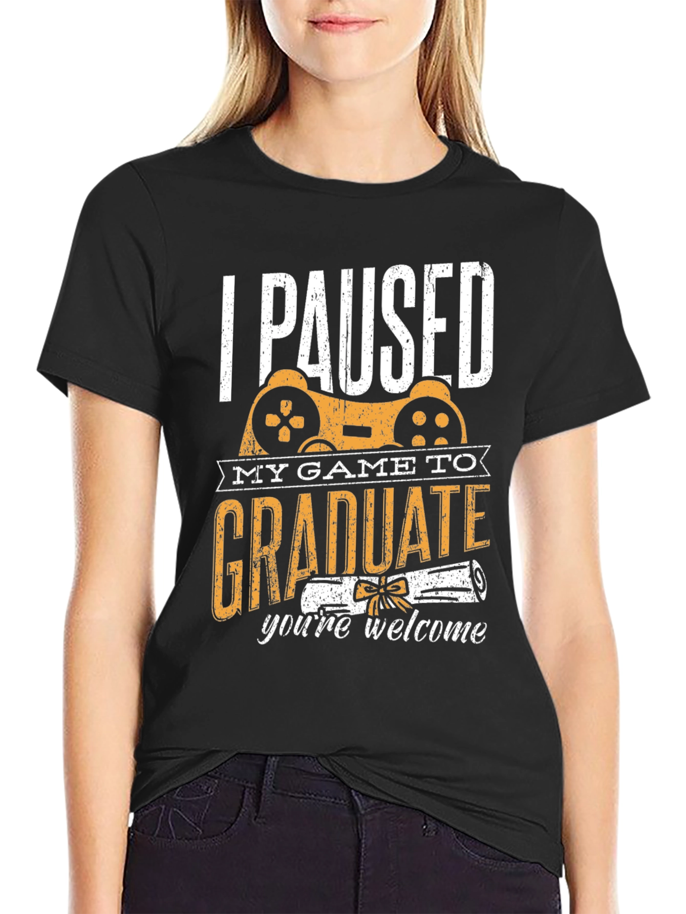 Black Gamer Graduation T-Shirt - I Paused My Game To Graduate view 2