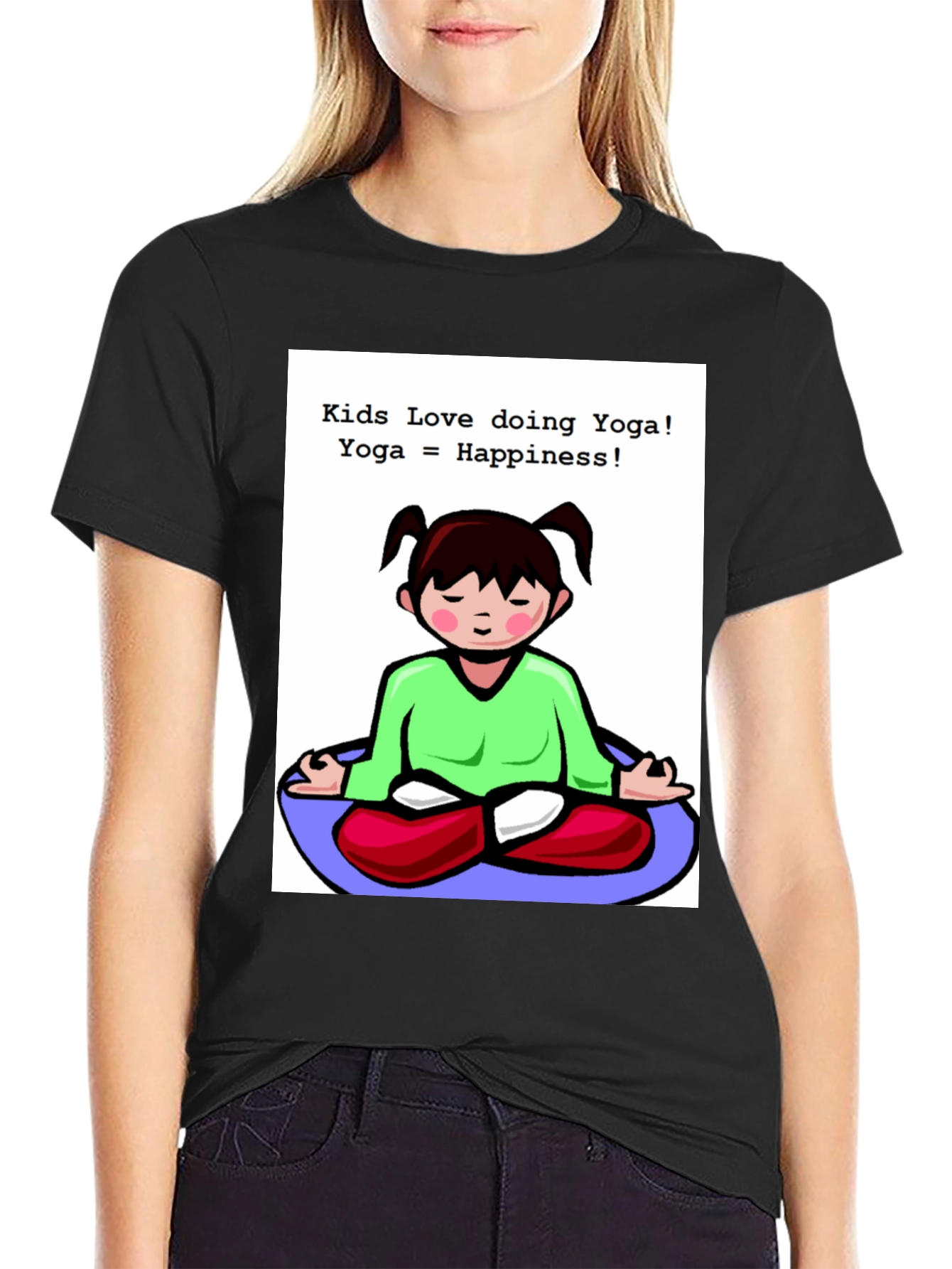 Black Kids Yoga T-Shirt - Love Doing Yoga view 2