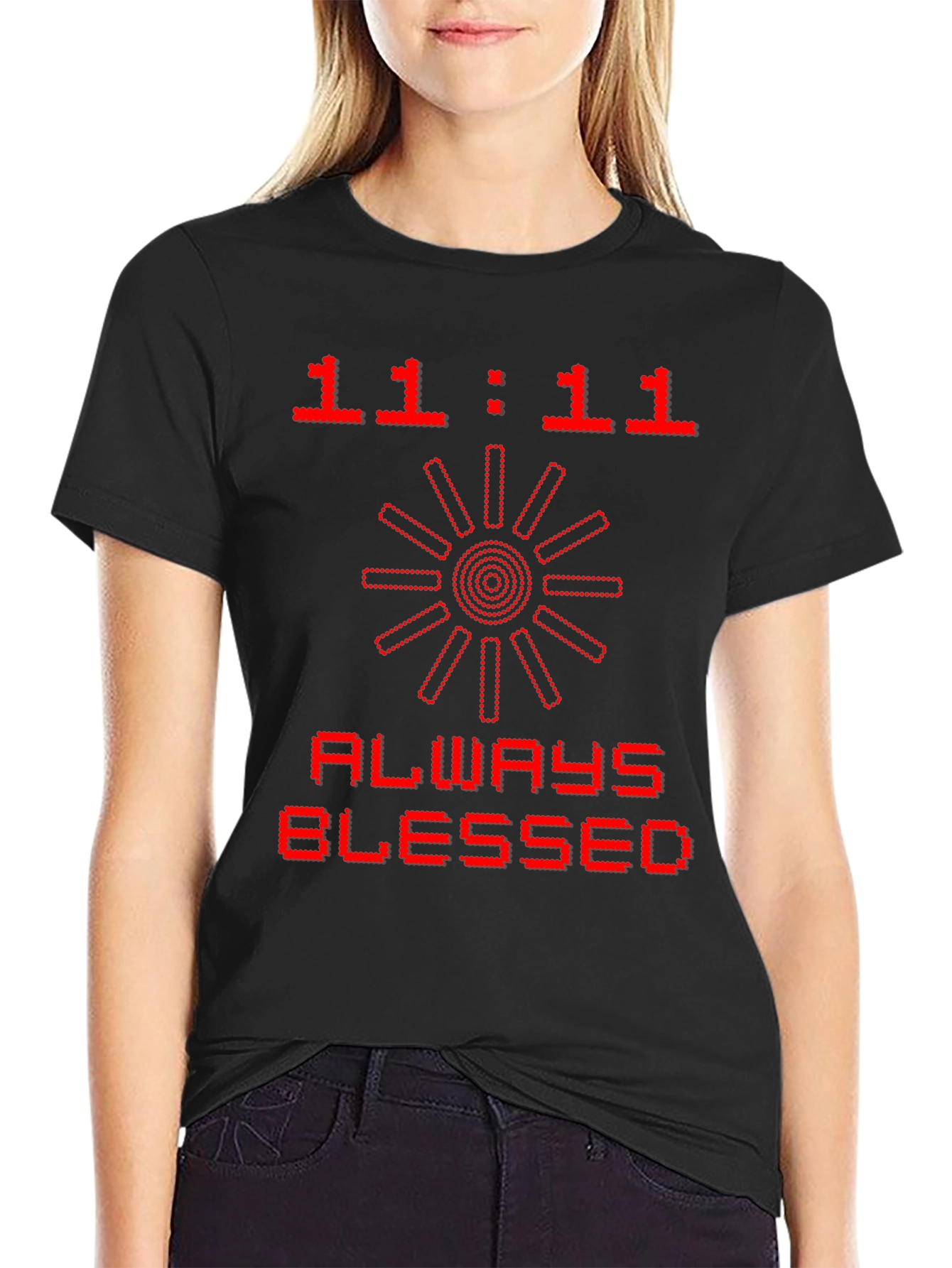 Black 11:11 Always Blessed Graphic Tee - Black view 2