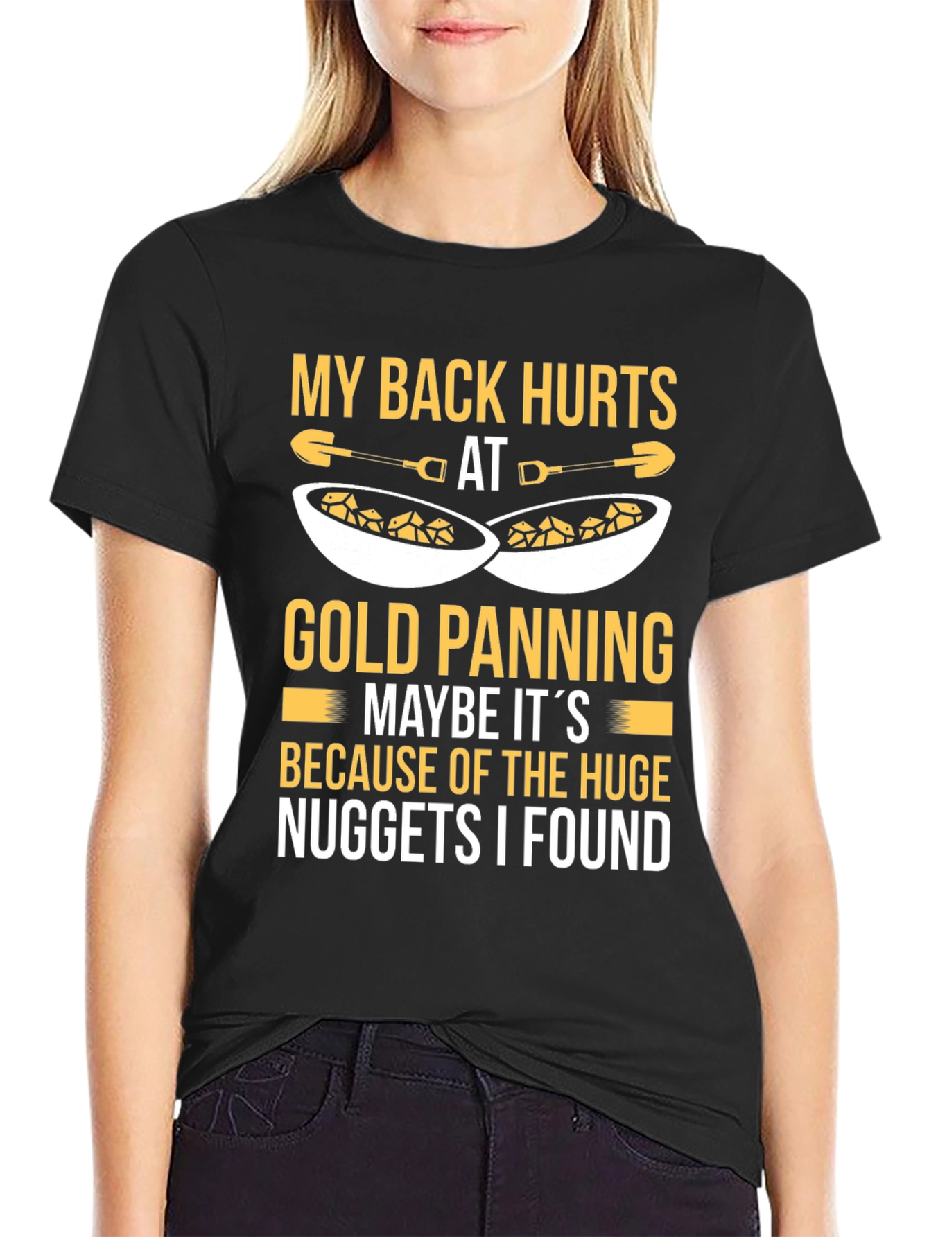 Black Funny Gold Panning T-Shirt - My Back Hurts view 2