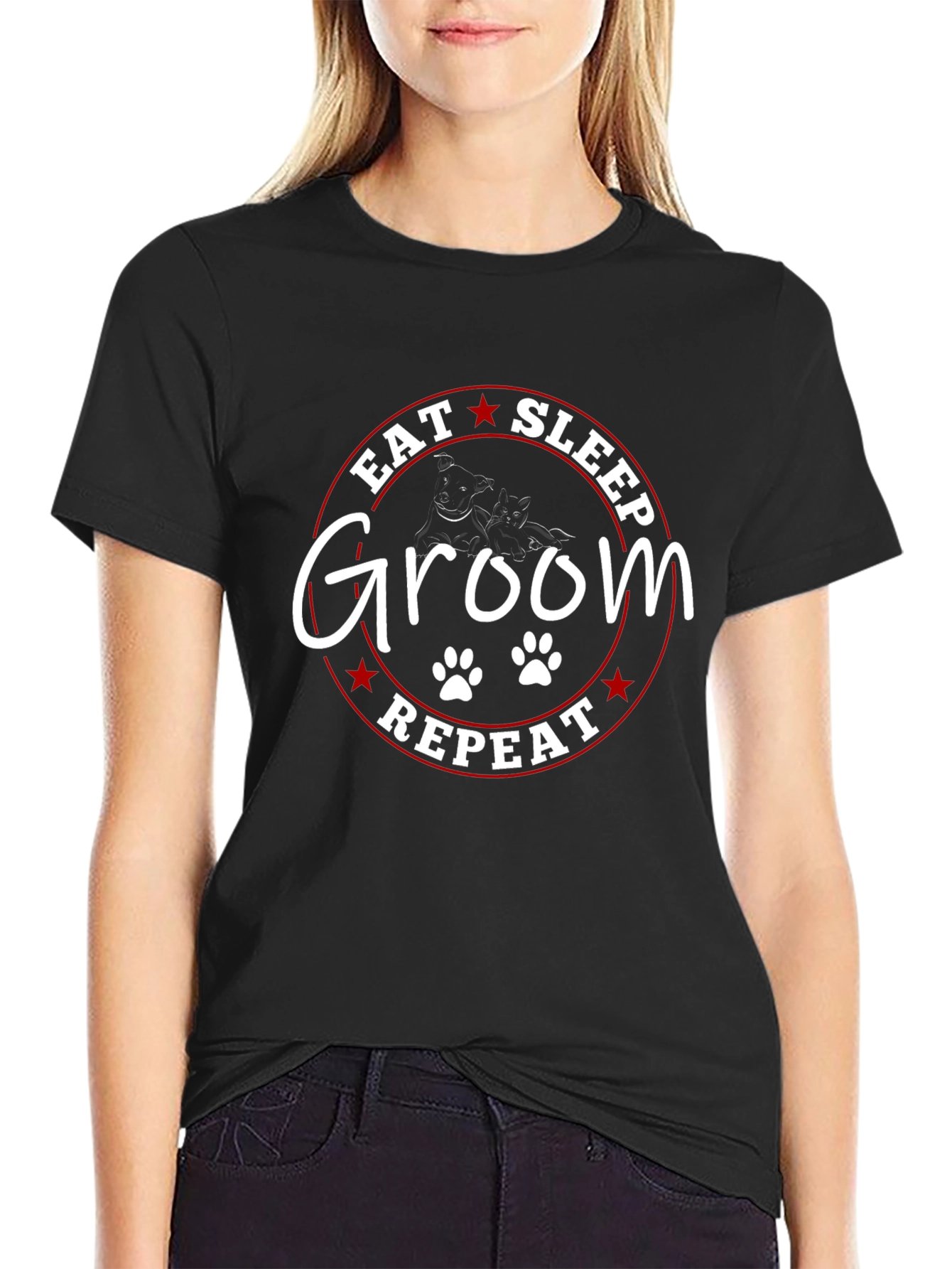 Black Eat Sleep Groom Repeat T-Shirt view 2