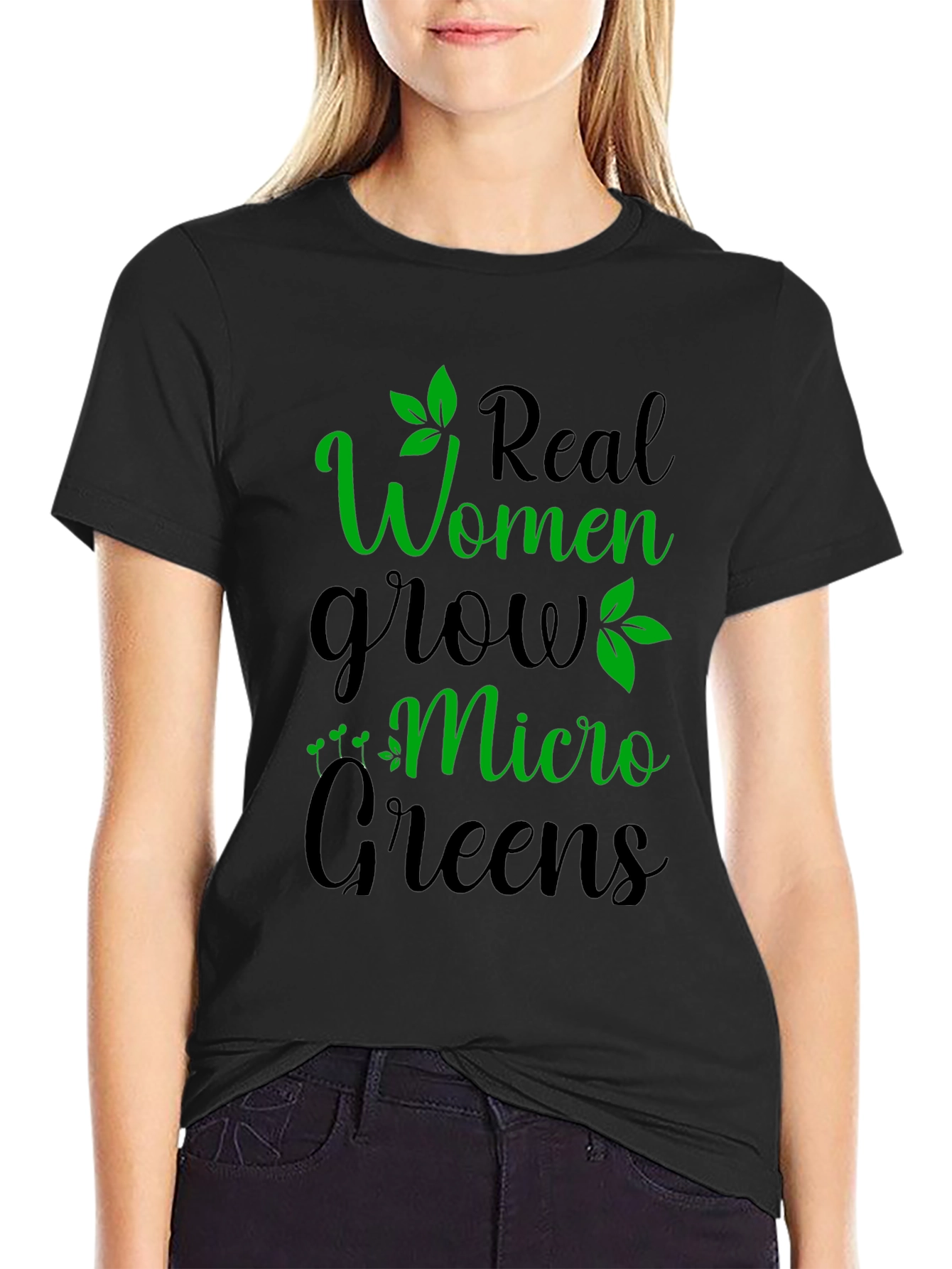 Black Real Women Grow Micro Greens Graphic T-Shirt view 2