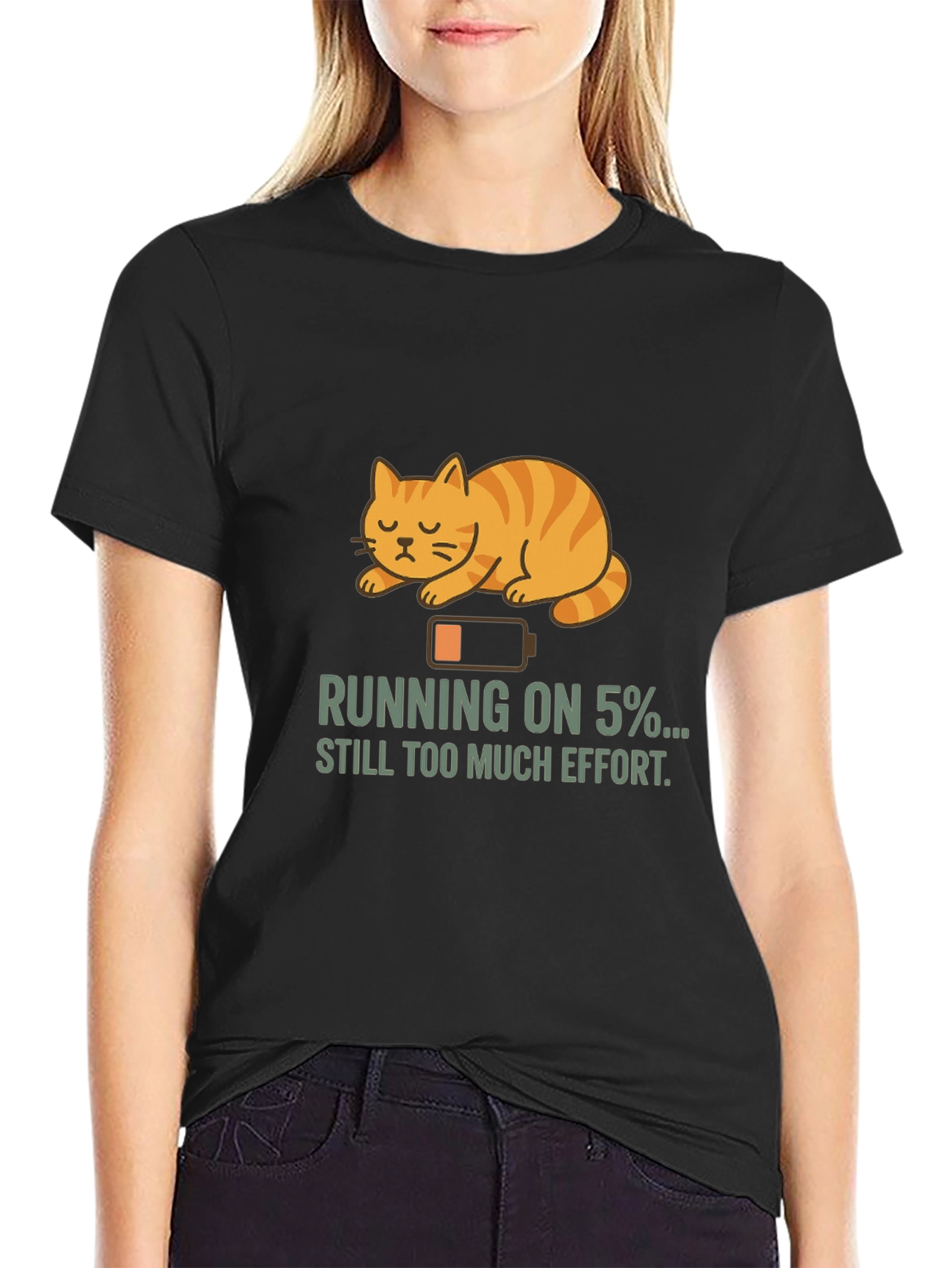 Black Running on 5% Cat T-Shirt view 2