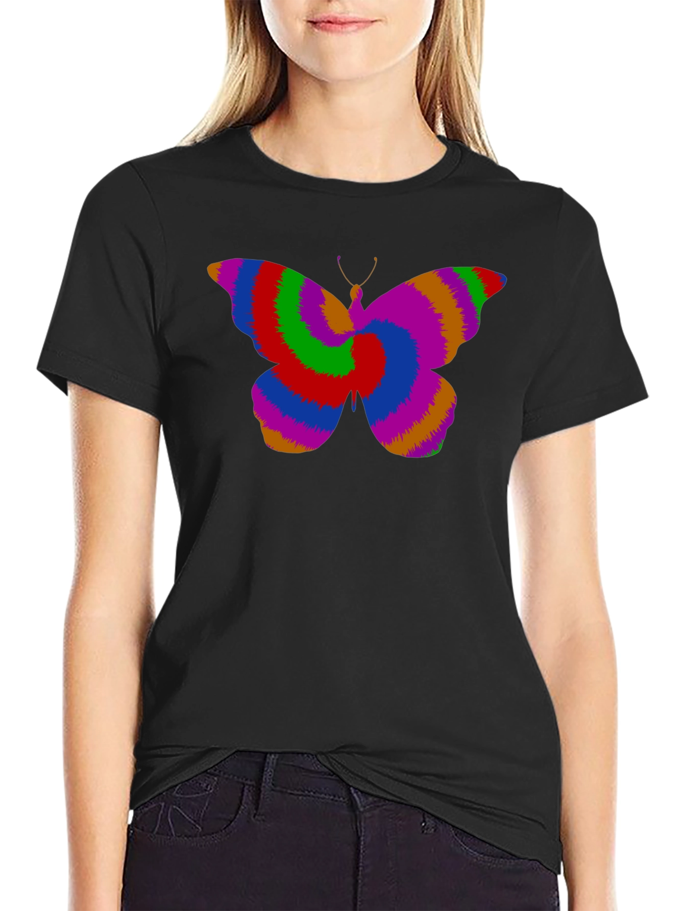 Black Psychedelic Butterfly Graphic Tee view 2