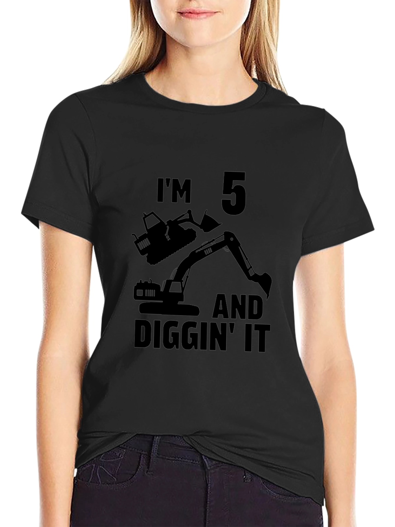 Black I'm 5 and Diggin' It T-Shirt view 2
