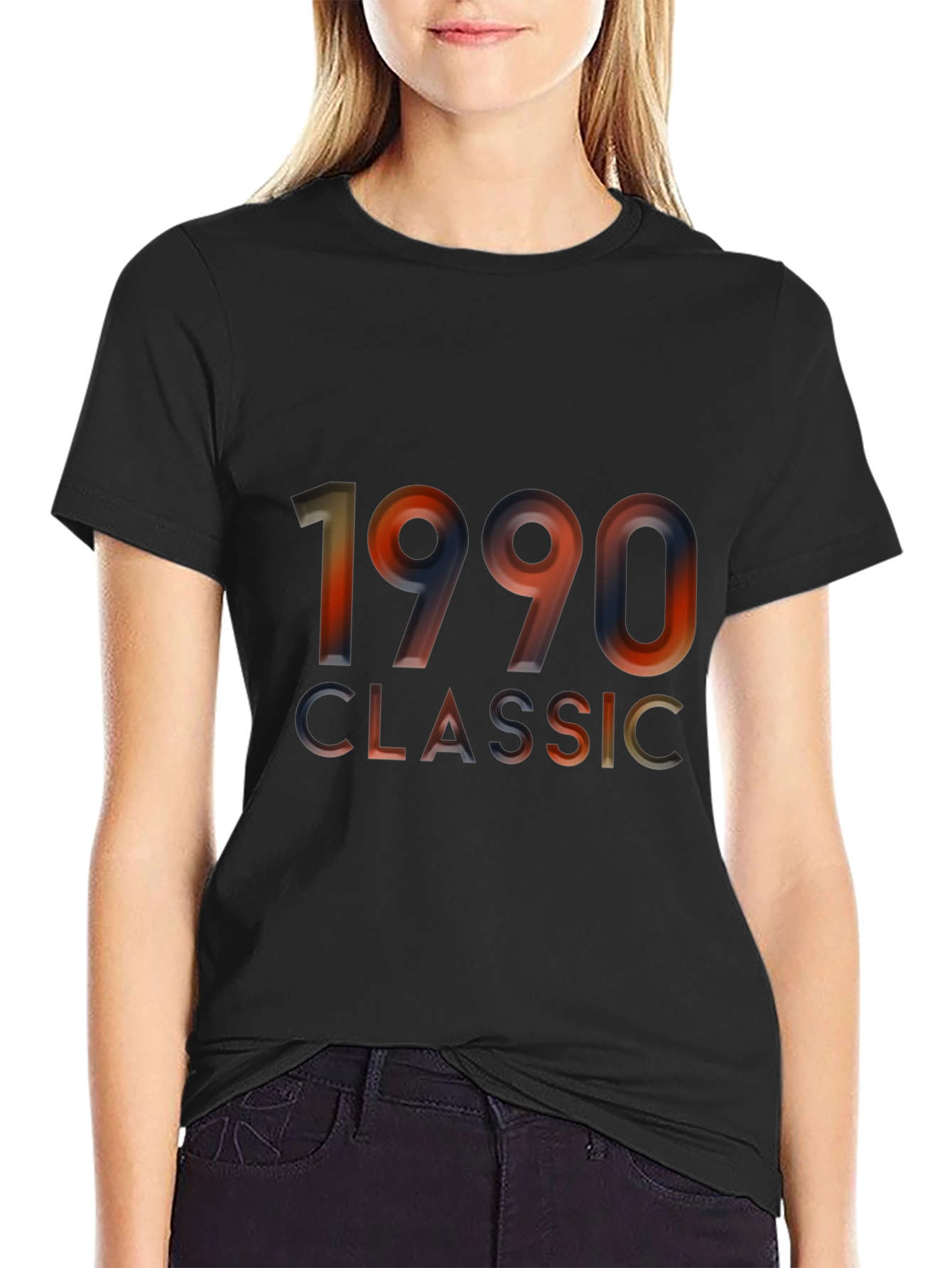 Black 1990 Classic Graphic Tee - Retro Birthday Shirt view 2