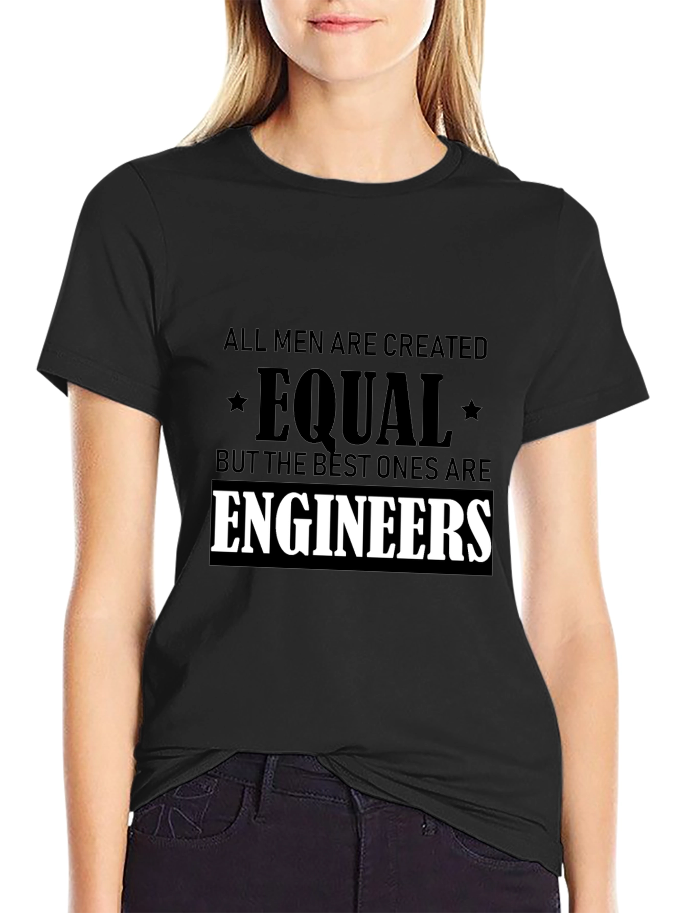 Black Engineer Pride T-Shirt: All Men Are Created Equal Tee view 2