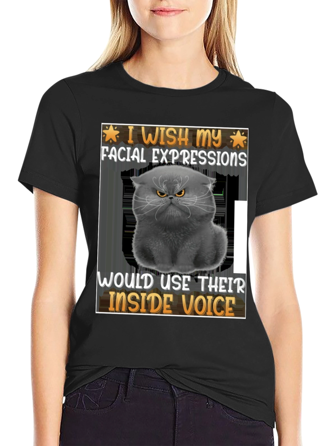Black Grumpy Cat 'Inside Voice' Graphic Tee view 2