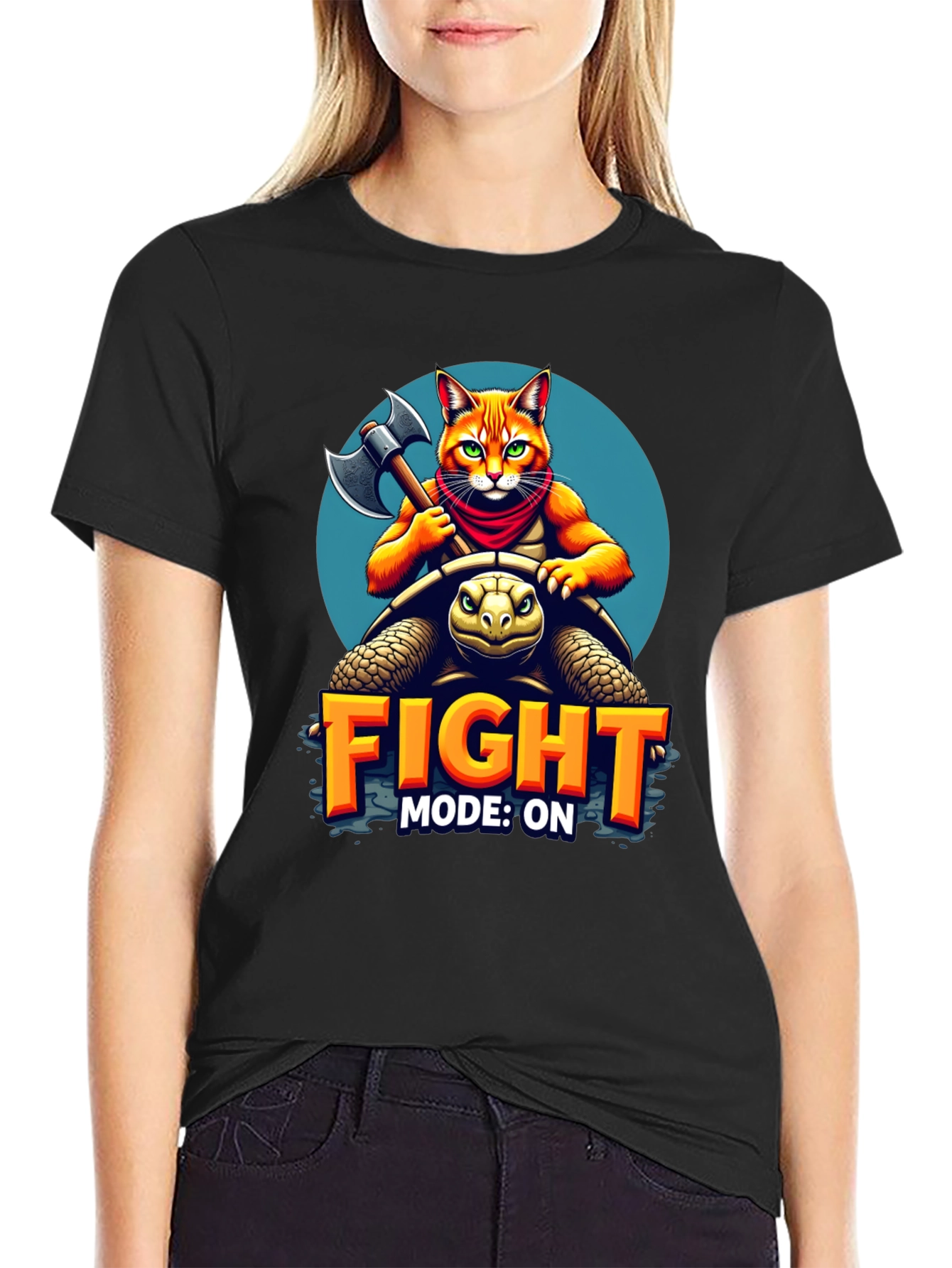 Black Fight Mode On T-Shirt view 2