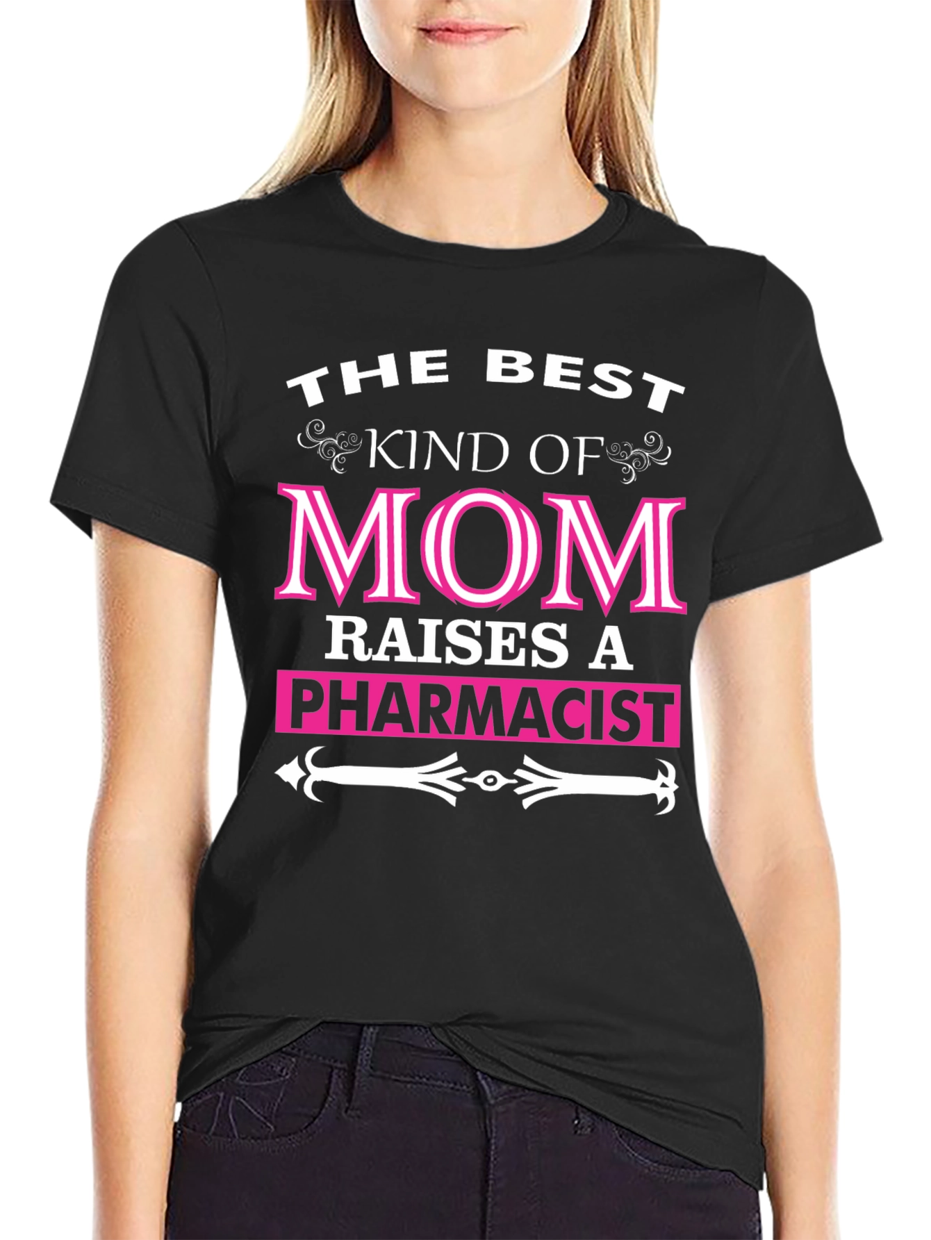 Black Best Mom Raises a Pharmacist T-Shirt view 2
