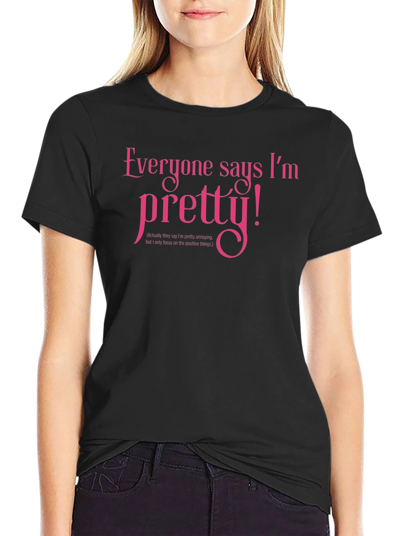 Black Pretty! Novelty Graphic T-Shirt - Black view 2
