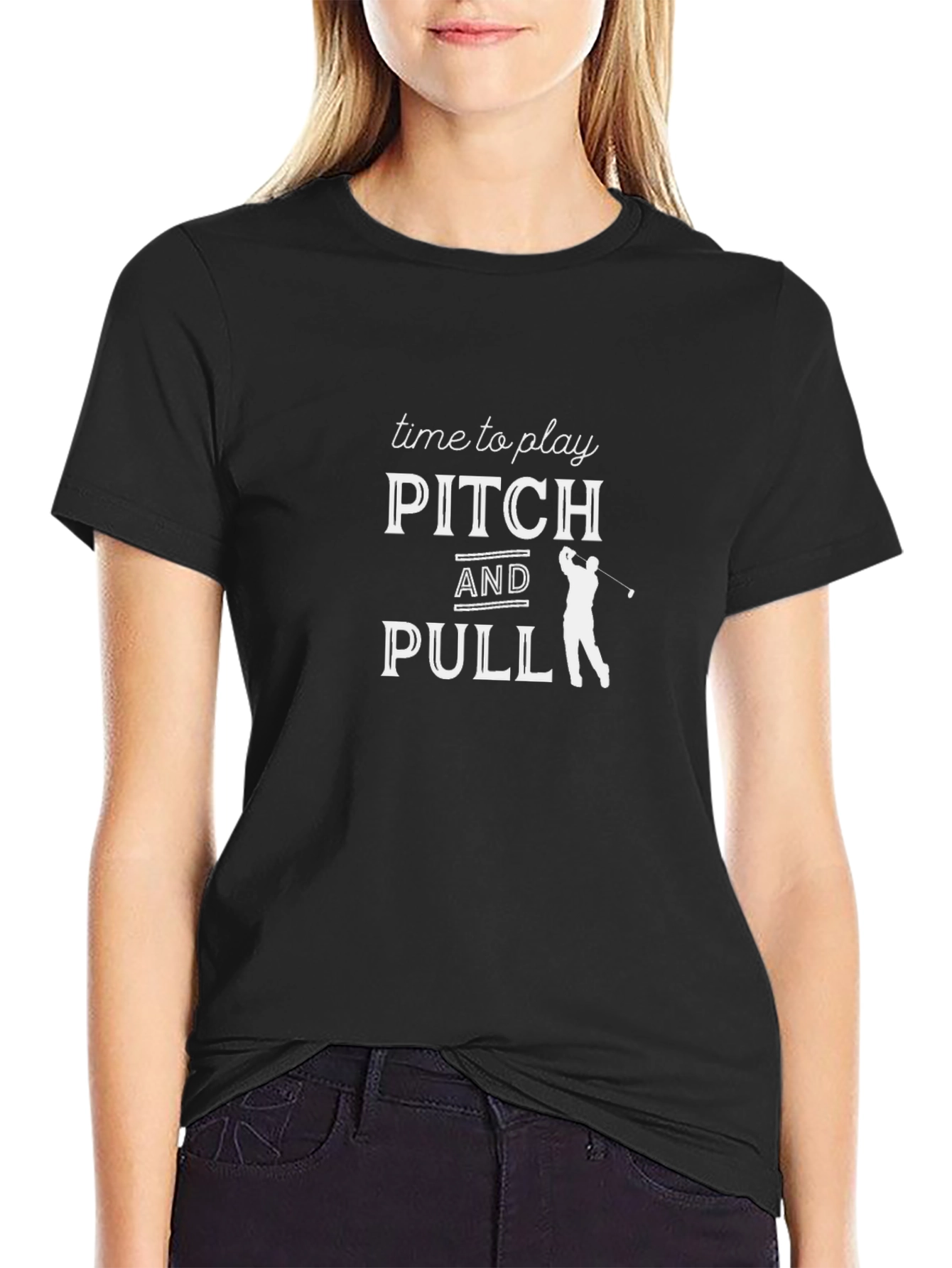Black Pitch & Pull Golf T-Shirt - Golfer Gift Tee view 2