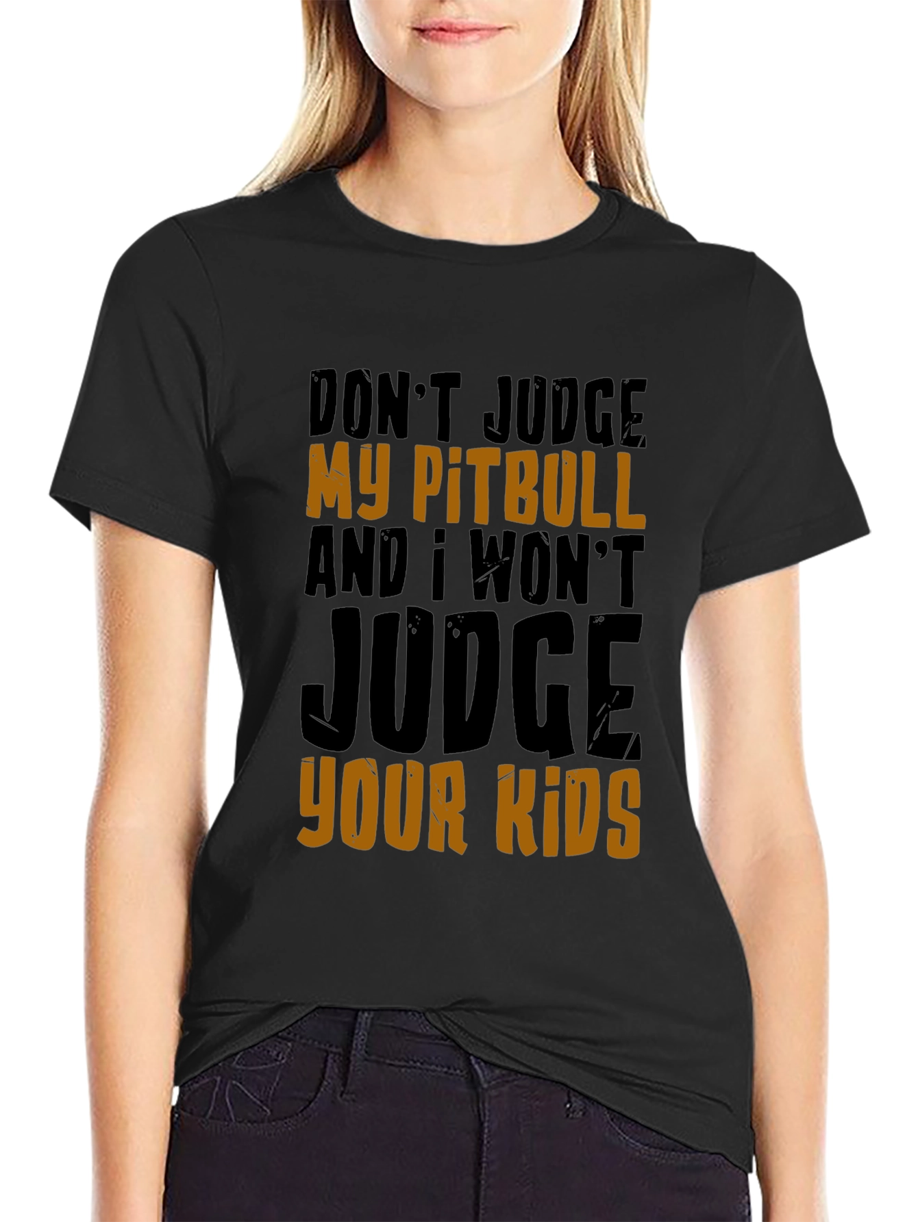 Black Don't Judge My Pitbull T-Shirt view 2