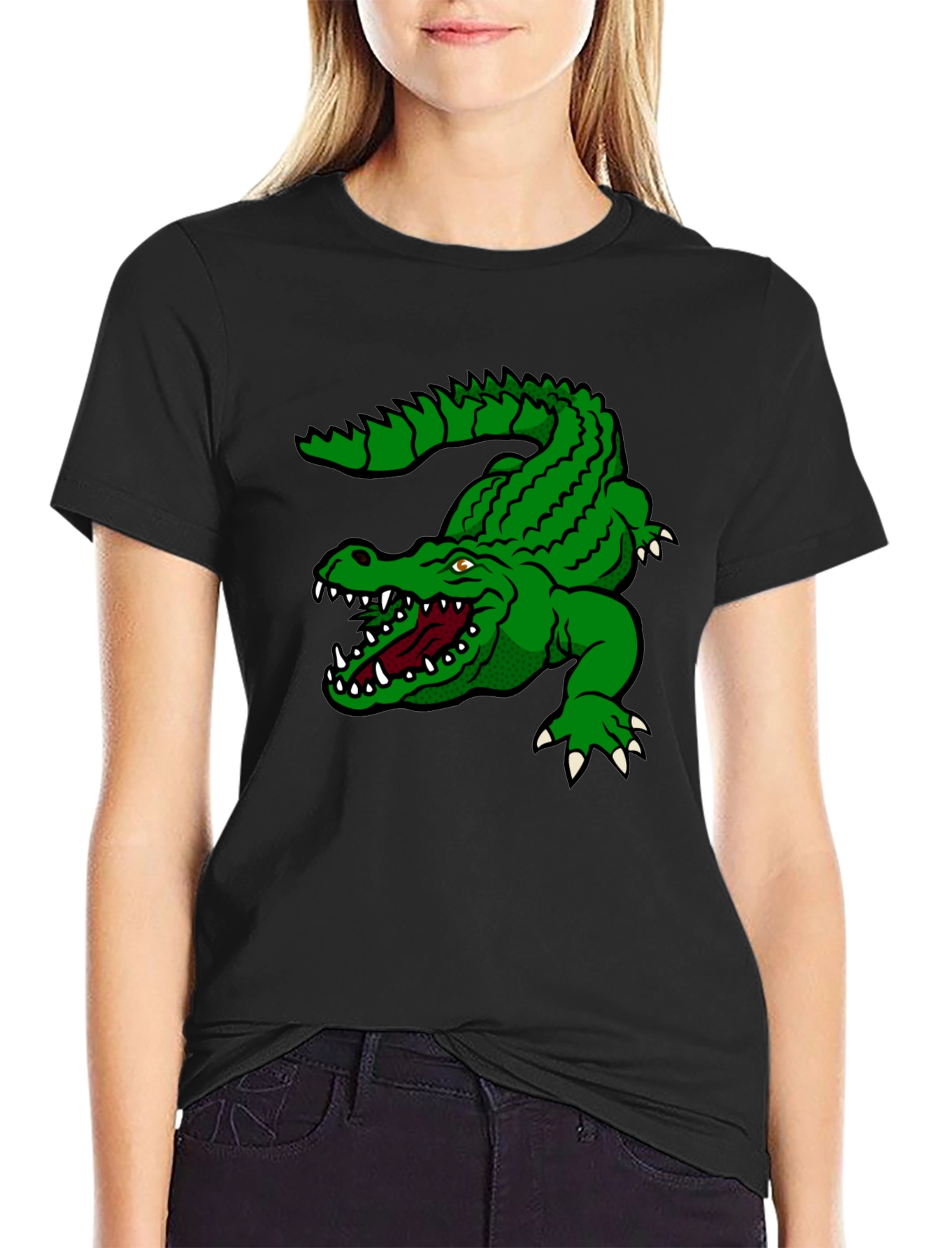 Black Alligator Graphic Tee - Black Cotton T-Shirt view 2